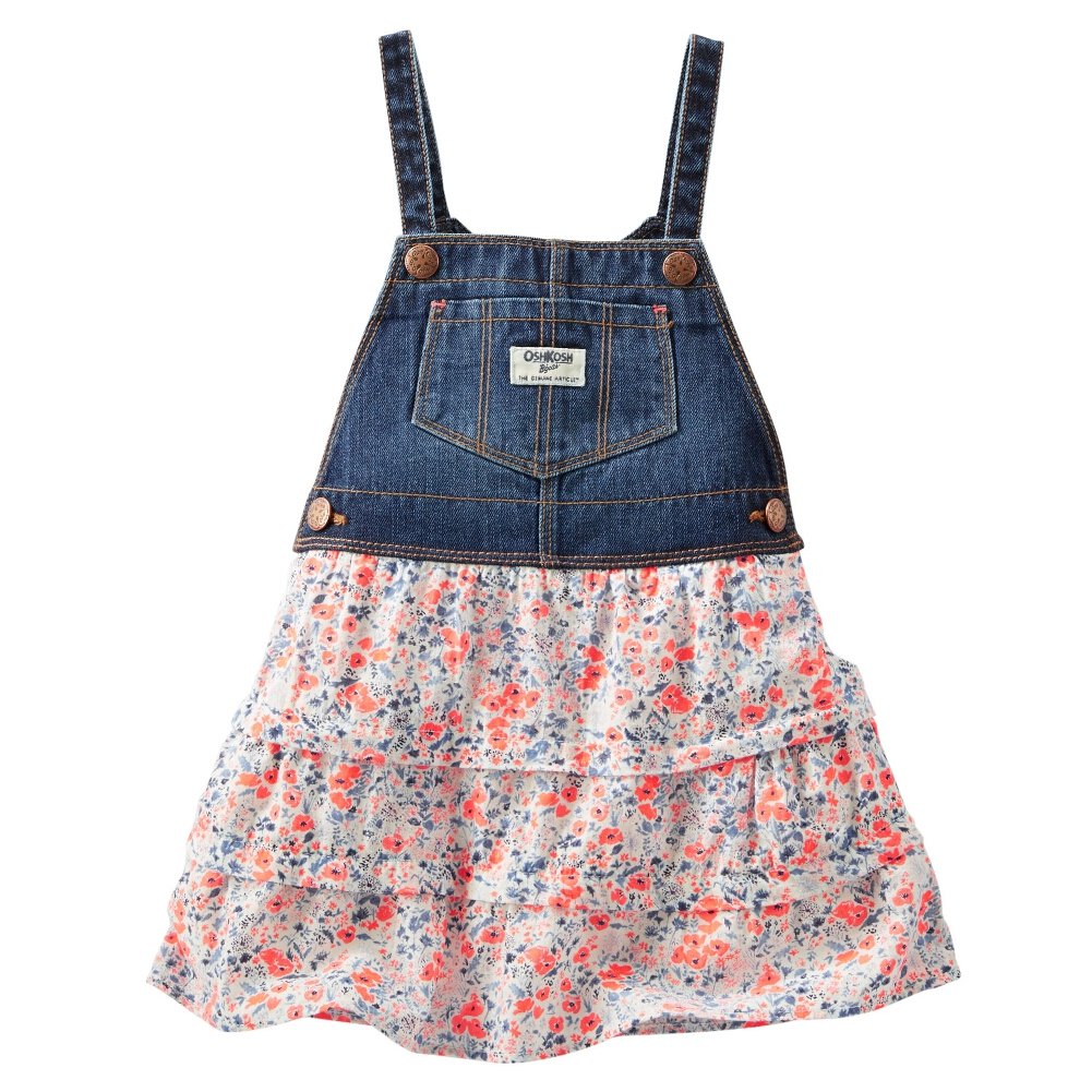 Carters Baby Girls Floral Tiered Jumper Denim Romper - 24 Months | Cute Outfit for Spring & Summer Playdates, Photos & Special Occasions