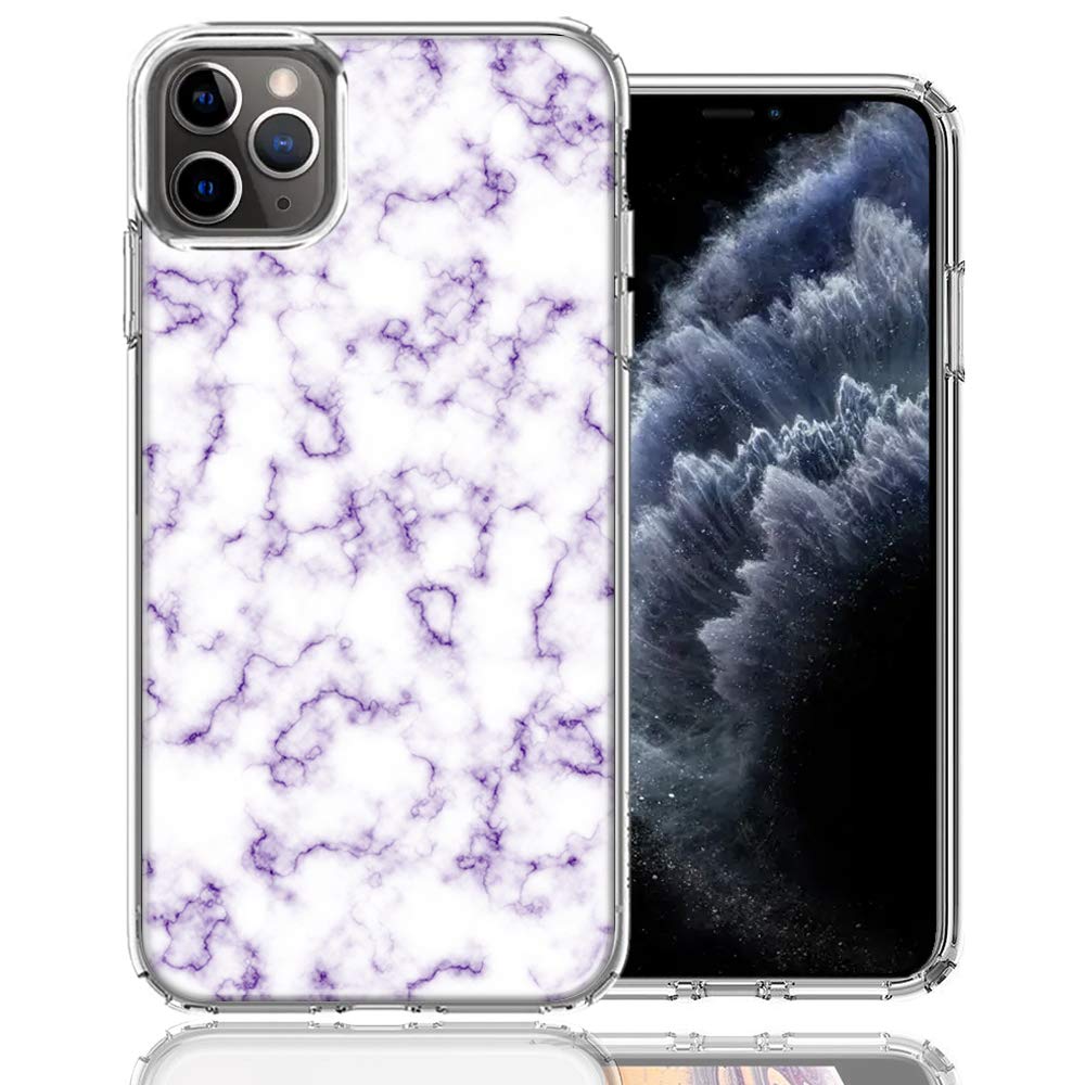Premium Purple Marble Double Layer Phone Case for Apple iPhone 12 Pro & iPhone 12 - Slim Protective Cover with Stylish Design | Perfect for Everyday Use, Office & Travel