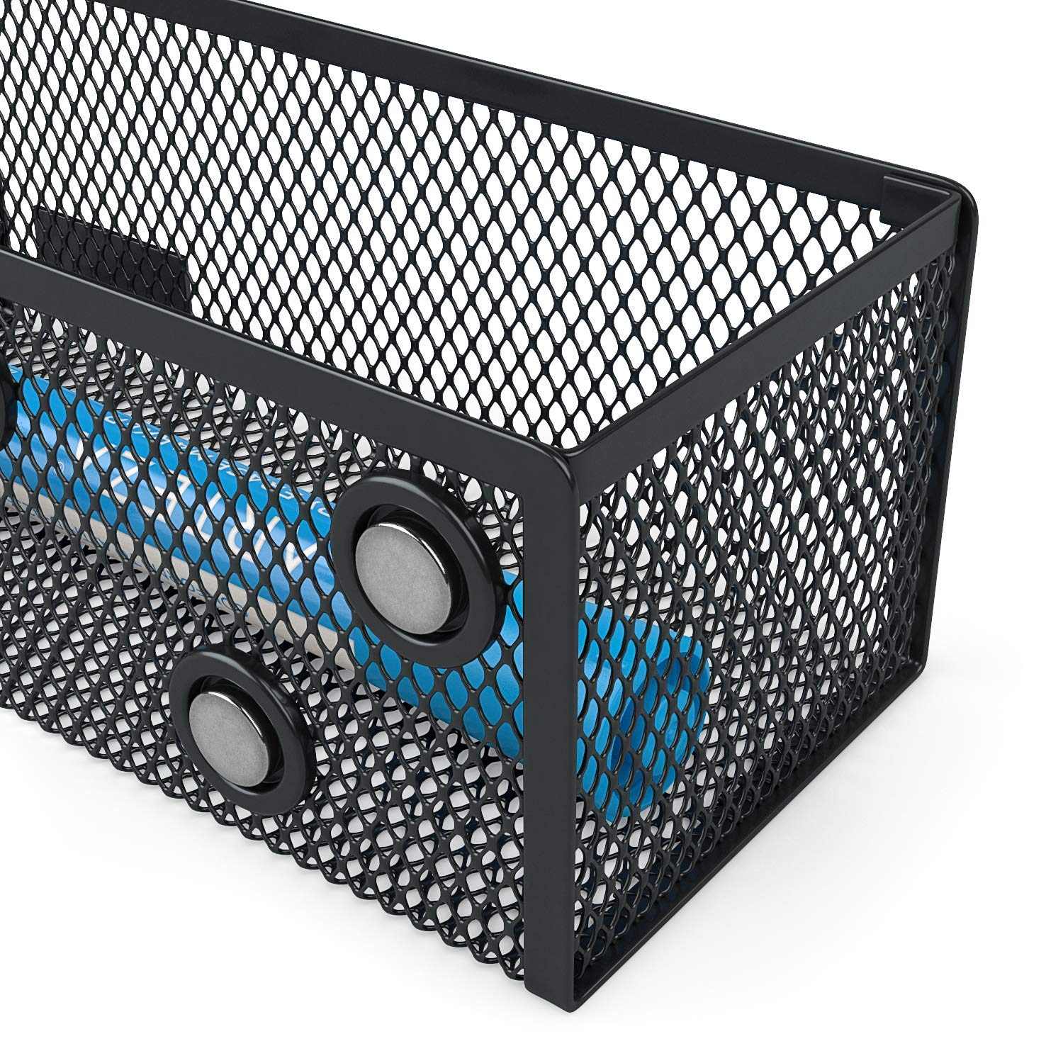 Arteza Mesh Magnetic Basket Organizers Set of 2 - Includes 12 Dry Erase Markers for Whiteboard Accessories | Office & School Storage Solution for Pens, Markers & Supplies | Perfect for Classroom, Home Office & Workstation Organization
