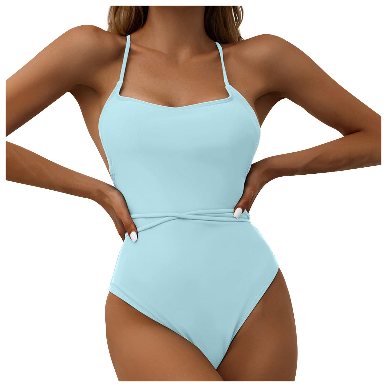 Plus Size One-Piece Swimsuit for Women - Tummy Control High Waisted Bathing Suit - Sexy Solid Color Slimming Swimwear for Beach, Pool & Vacation