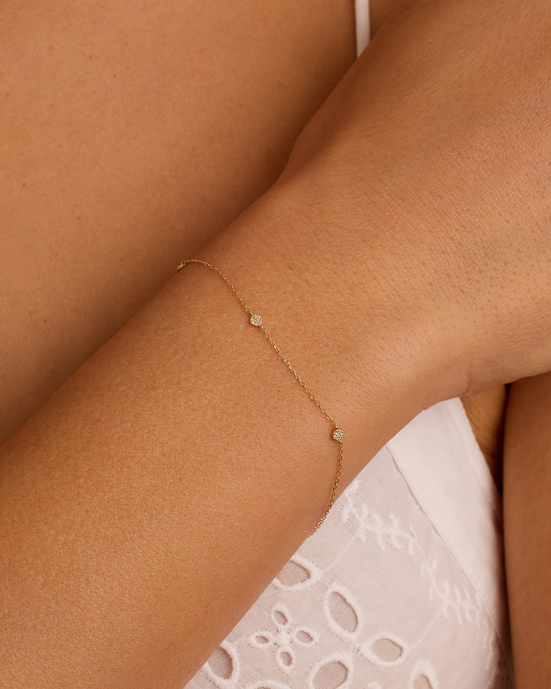 Diamond Pave Dot Bracelet for Women - 14K Gold Plated Sparkling Tennis Bracelet | Perfect for Parties, Weddings & Everyday Elegance