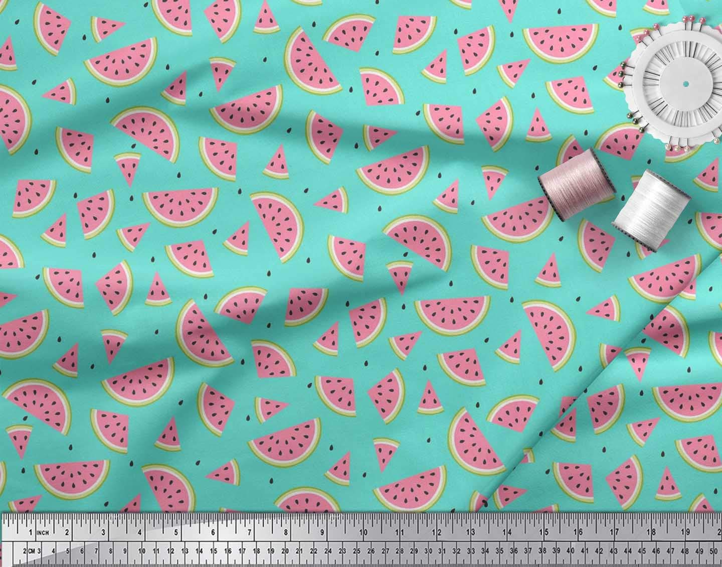 Soimoi Velvet Fabric - Watermelon & Seeds Print - 58 Inch Wide Craft Fabric by The Yard - Perfect for DIY Sewing, Upholstery, and Home Decor Projects