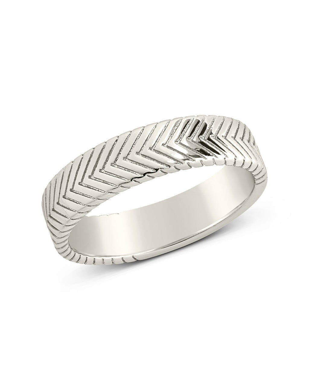 Men's Herringbone Chain Band Ring - Stainless Steel Fashion Jewelry for Men - Trendy Wedding, Party & Everyday Wear Accessory