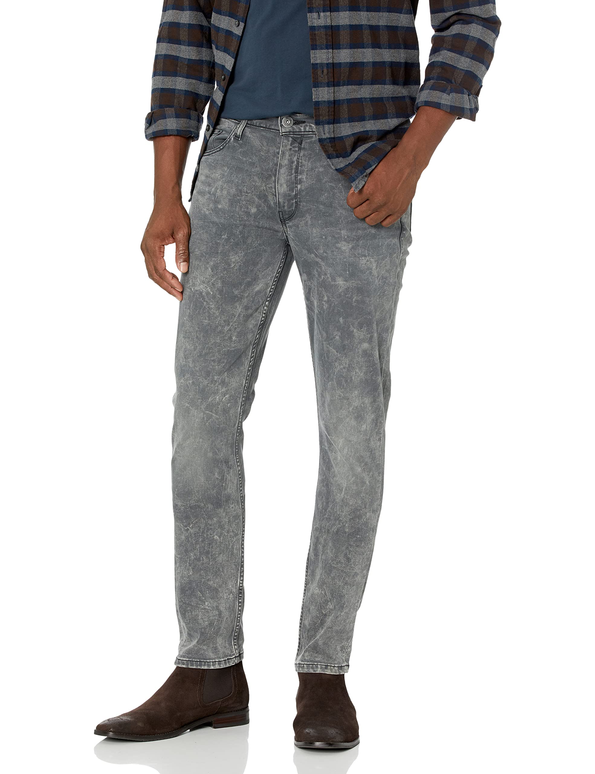 PAIGE Men's Lennox Mineral Wash Transcend Slim Fit Jeans | Distressed Denim Pants for Casual Wear & Night Out | Comfortable Stretch Skinny Jeans for Men
