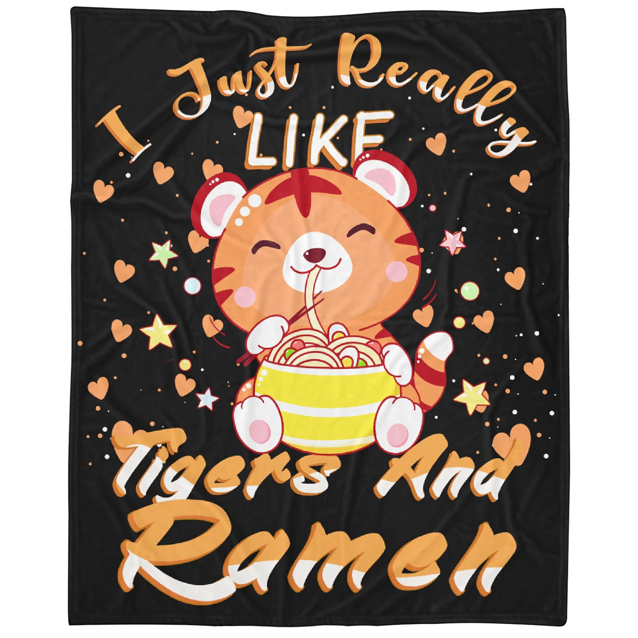 Super Soft Tiger & Ramen Print Fleece Blanket - Lightweight Plush Throw for Couch, Sofa & Chair (50x40 Inches) - Cozy Bedding Gift for Kids & Toddlers - Perfect for Lounging, Napping & Movie Nights