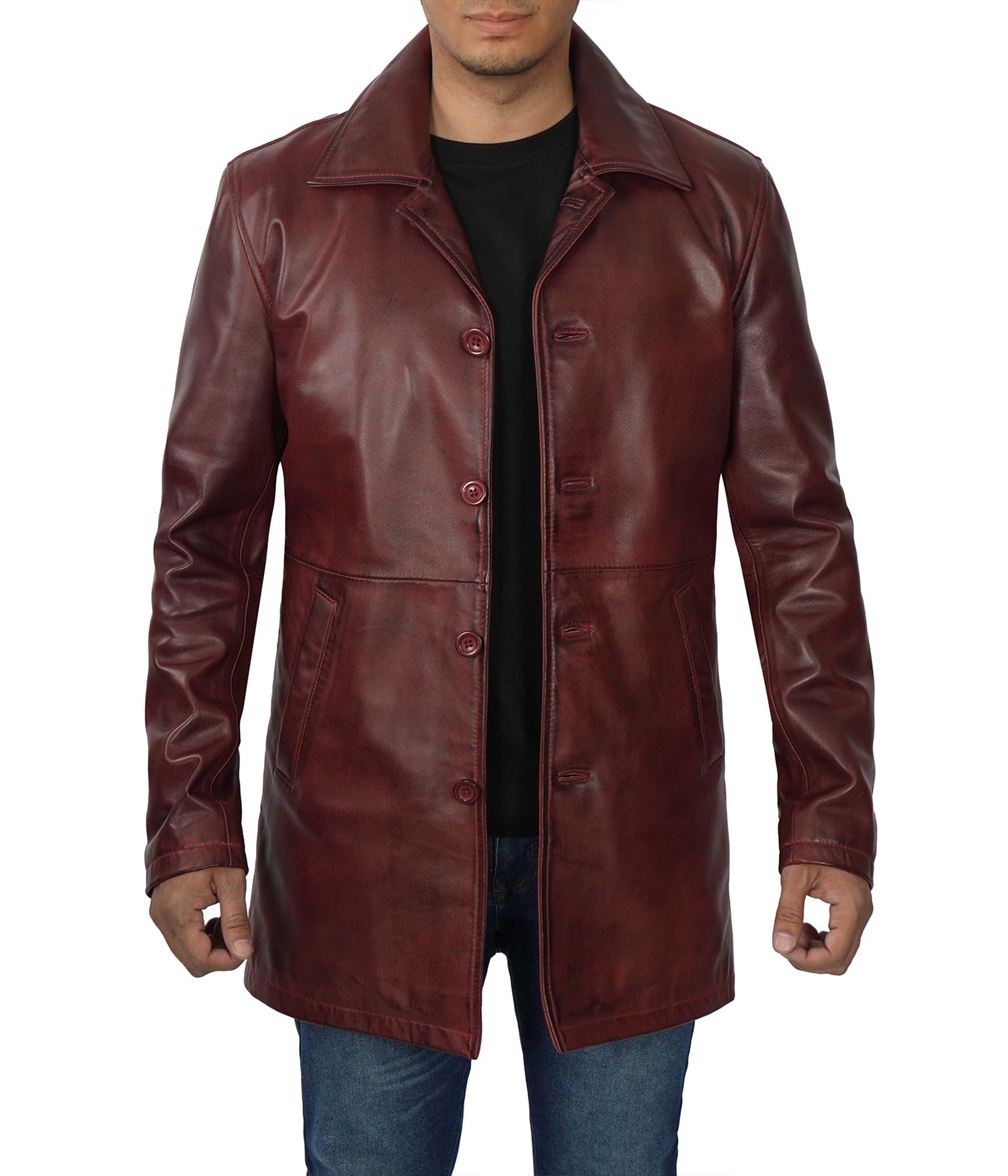 Men's Brown Distressed Leather Jacket - Vintage Genuine Leather Biker Jacket for Men | Perfect for Motorcycle Riding, Casual Outfits & Fall/Winter Fashion