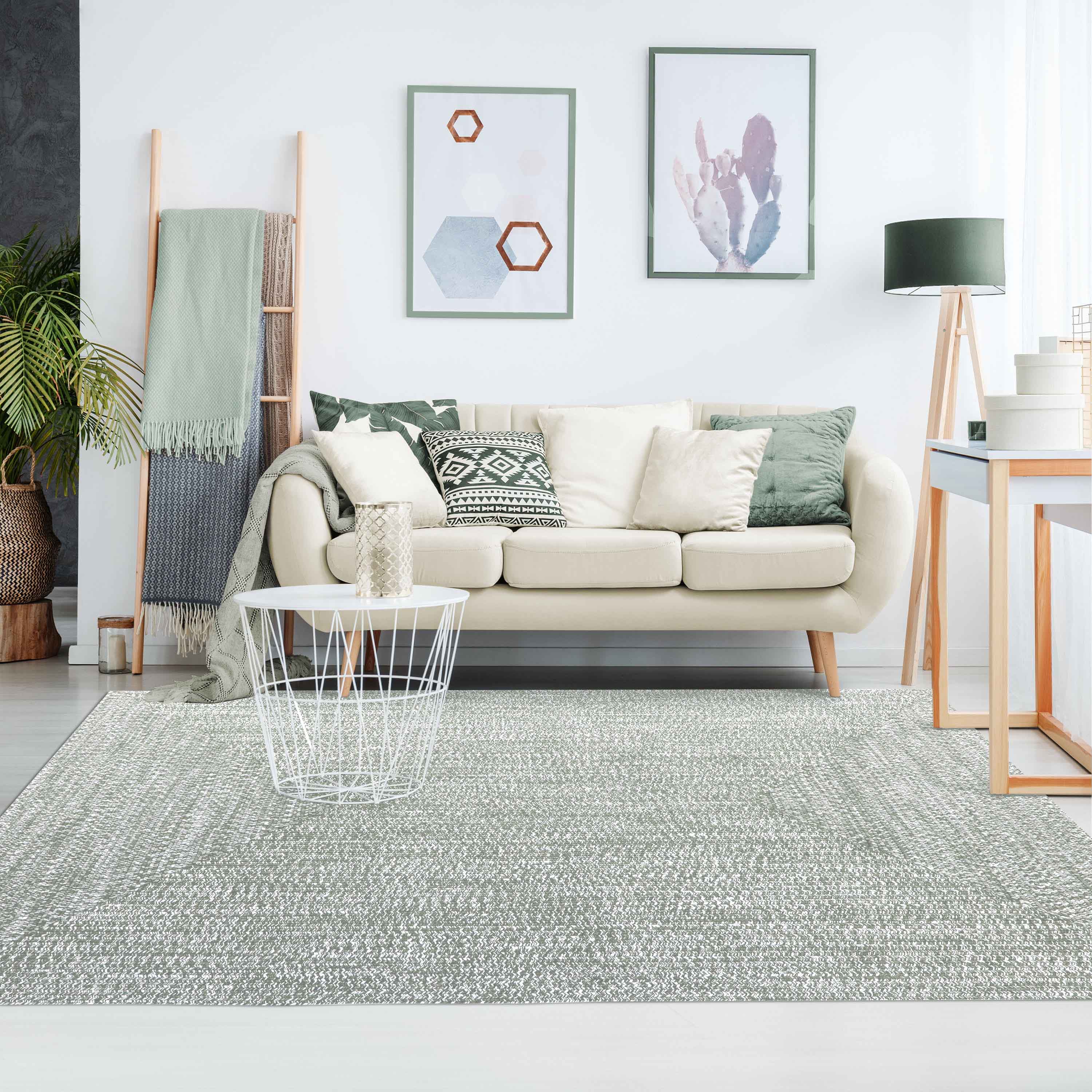 Two-Toned Braided Bohemian Area Rug - Indoor/Outdoor Use for Living Room, Patio & Bedroom Decor