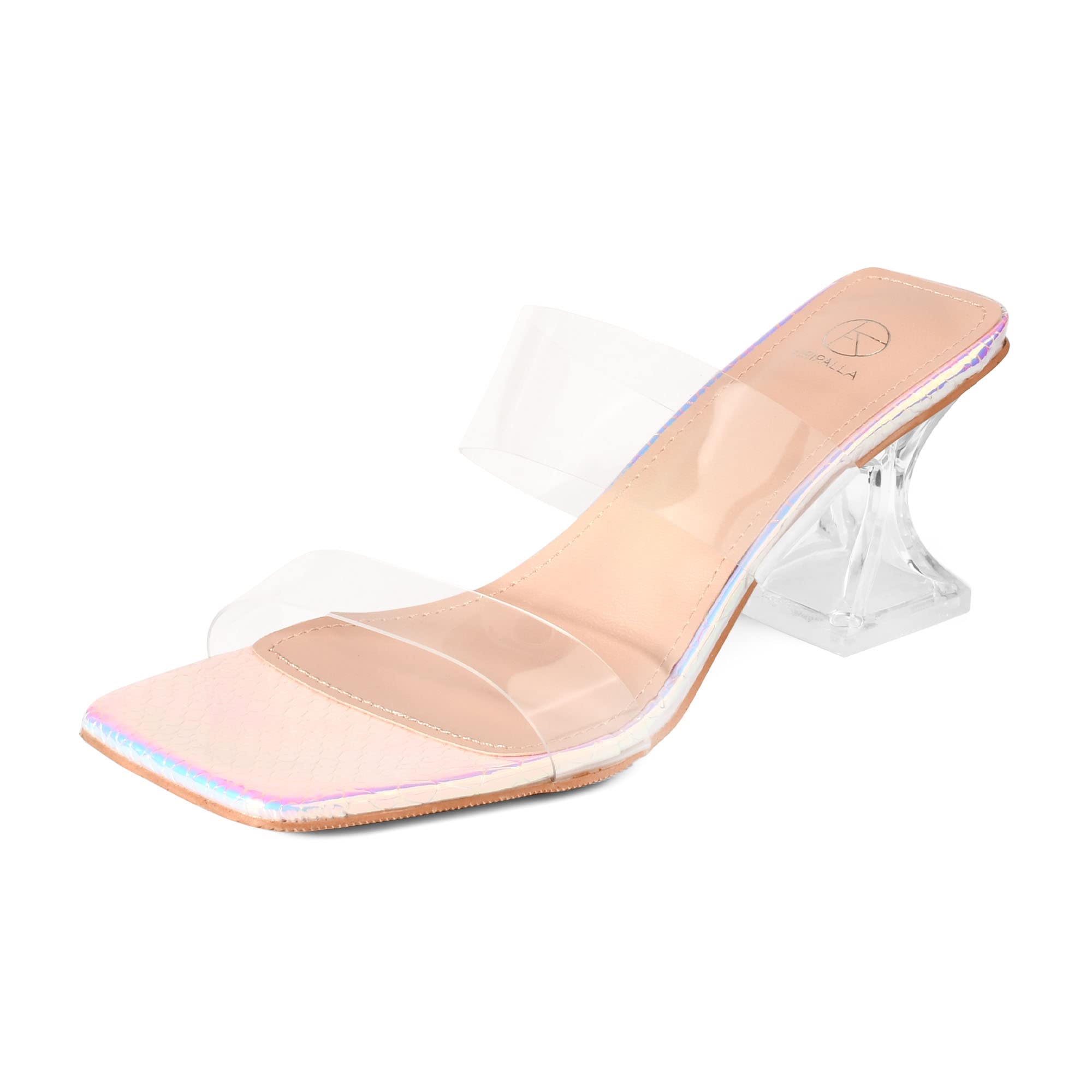 Oripalla Women's Clear Heels Sandals - Sexy Square Toe Block Heel Dress Shoes with Non-Slip Sole | Perfect for Weddings, Parties & Evening Events