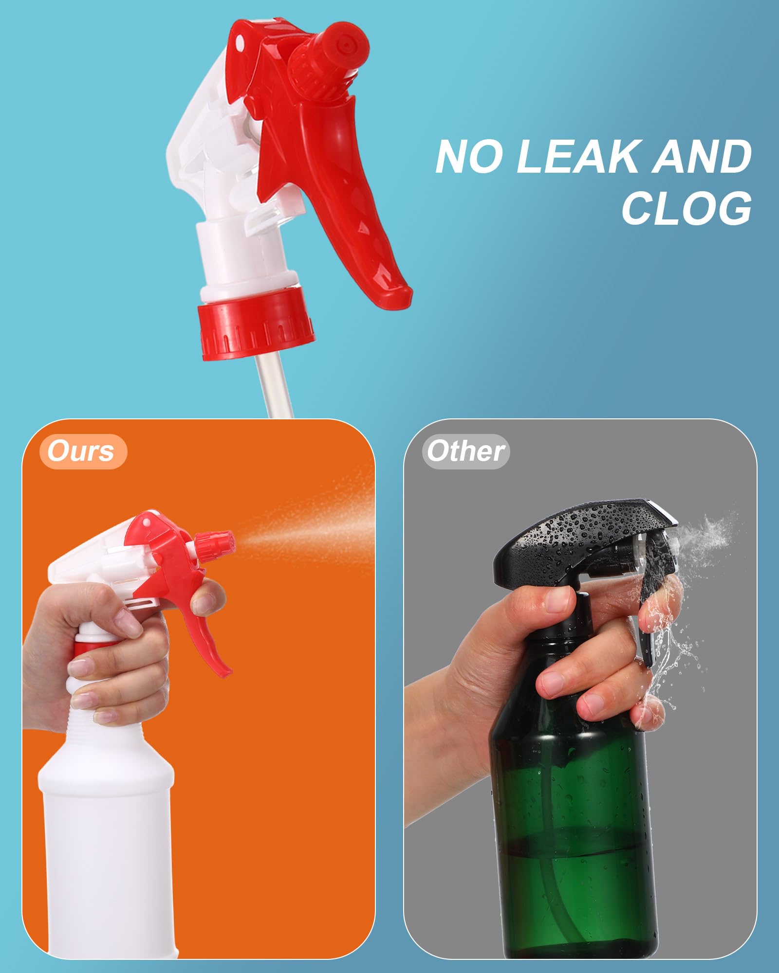 20 Pack 16oz Empty Spray Bottles with Measurements - Leak Proof Clear Plastic Bottles with Adjustable Nozzle for Cleaning, Disinfecting, Gardening & Hair Care (Round, Red) - Perfect for Home, Office & Commercial Use