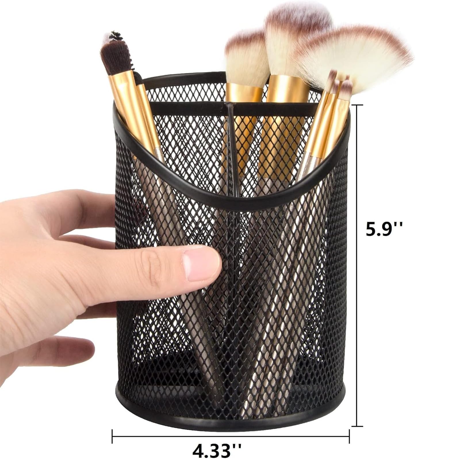 2 Pack Black Mesh Pencil Holder Pen Cup - 3 Compartment Round Desk Organizer for Office, Home & School - Perfect for Pens, Markers, Scissors & Stationery Storage
