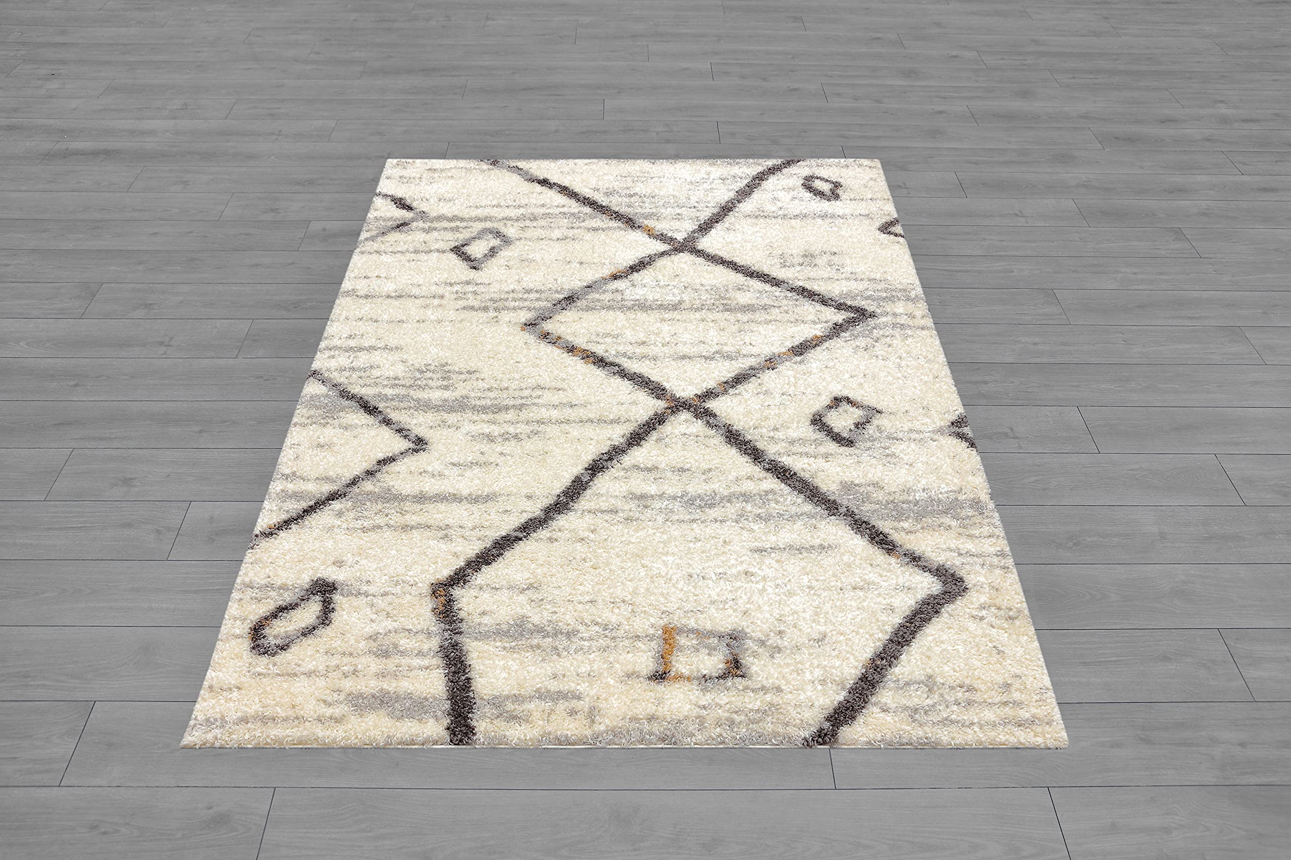Ladole Florence Cream/Beige Geometric Area Rug - Modern Boho Design for Living Room, Bedroom, or Office Decor
