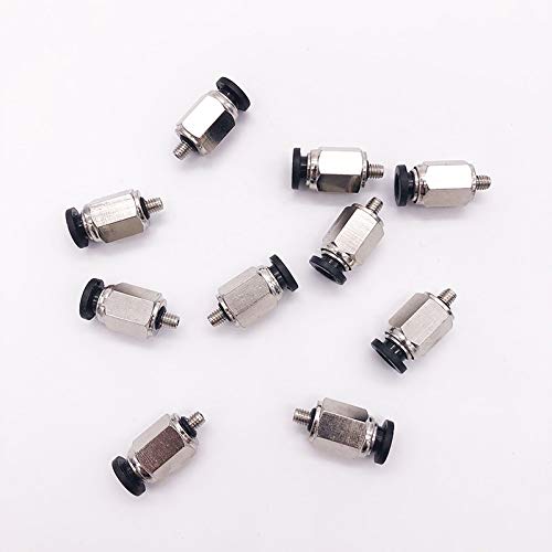 Mini Quick-Connect Gas Pipe Straight Fitting PC4/6 - M3 M4 M5 M6 Pneumatic Air Hose Connector - (PC4, M4 Size) - Ideal for Air Compressors, Pneumatic Tools & DIY Projects