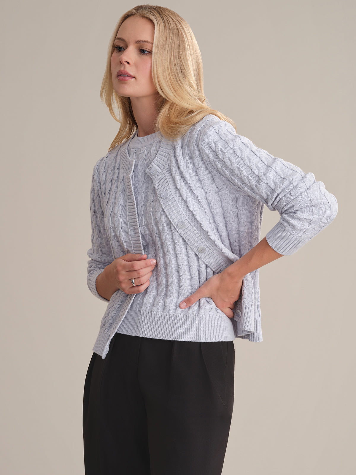 Helen: Soft Cotton Cable Knit Cardigan Sweater for Women - Cozy Fall & Winter Layering, Casual Outfits, and Office Wear