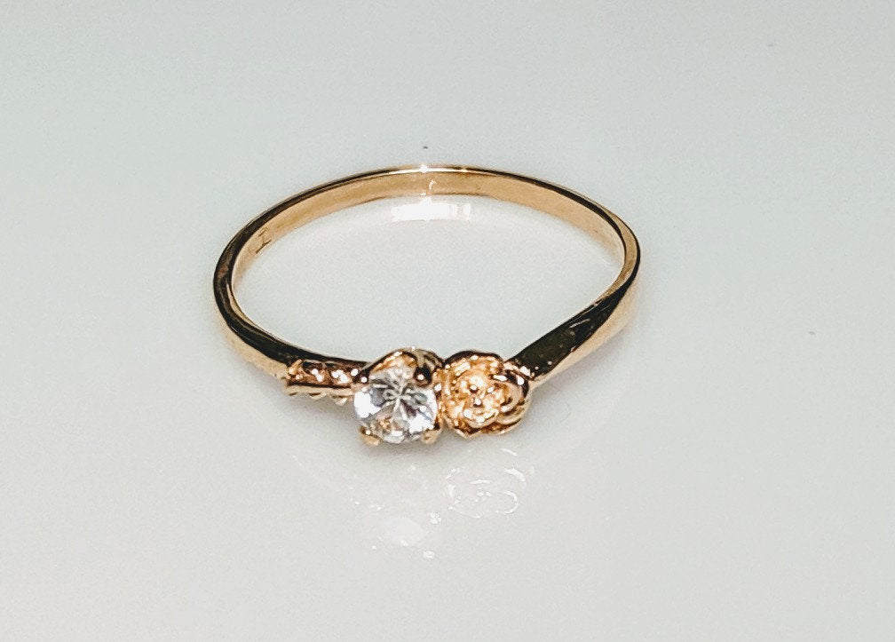 10Kt Solid Gold Natural Gemstone Rose Promise Ring - Sapphire, Ruby, Emerald, Topaz, Peridot, Garnet, Amethyst Birthstone Jewelry - Size 4-7, Perfect for Anniversaries, Engagements & Special Occasions