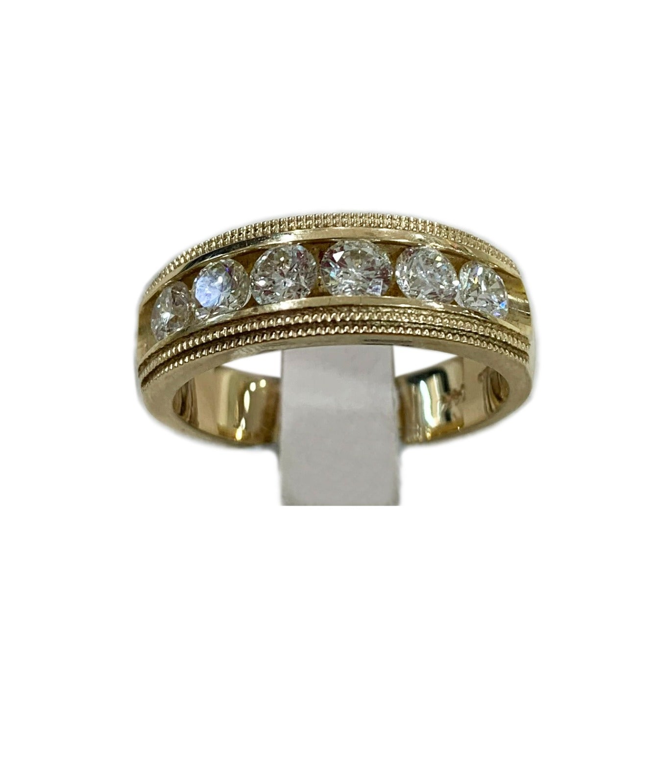 14K Yellow Gold Men's Diamond Wedding Band Ring - Elegant & Durable for Engagement, Anniversary & Special Occasions
