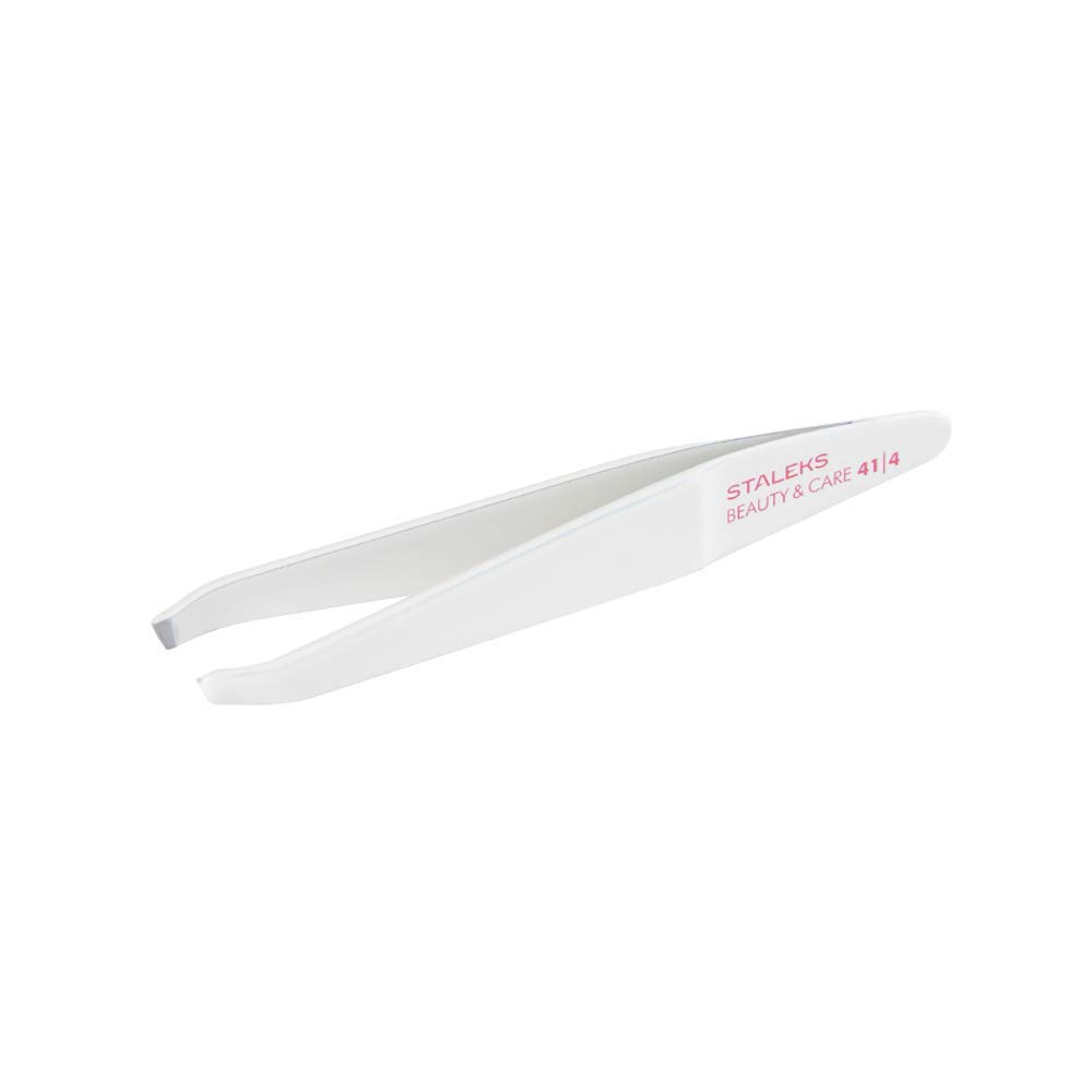Staleks Slant Tip Eyebrow Tweezers - Precision Grooming Tool for Shaping & Hair Removal - Perfect for Home Salon, Travel & Professional Use (Model TBC-41/4)