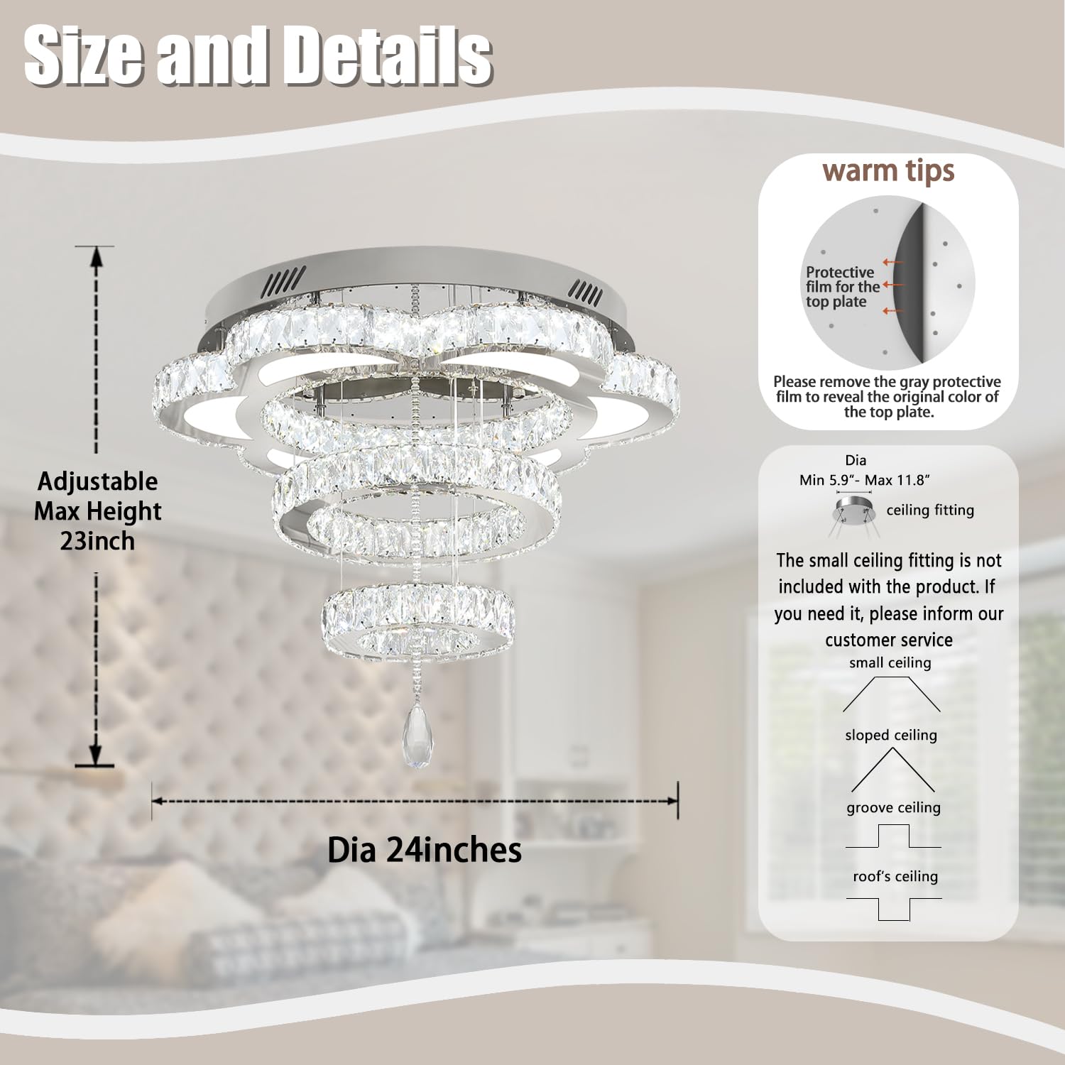 Modern Round Crystal Chandelier - 24