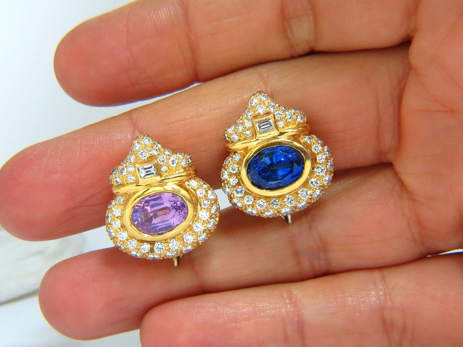 AGL Certified 10.75ct Natural Pink & Blue Sapphire Diamond Earrings in 18kt White Gold - Elegant Jewelry for Weddings, Anniversaries & Special Occasions