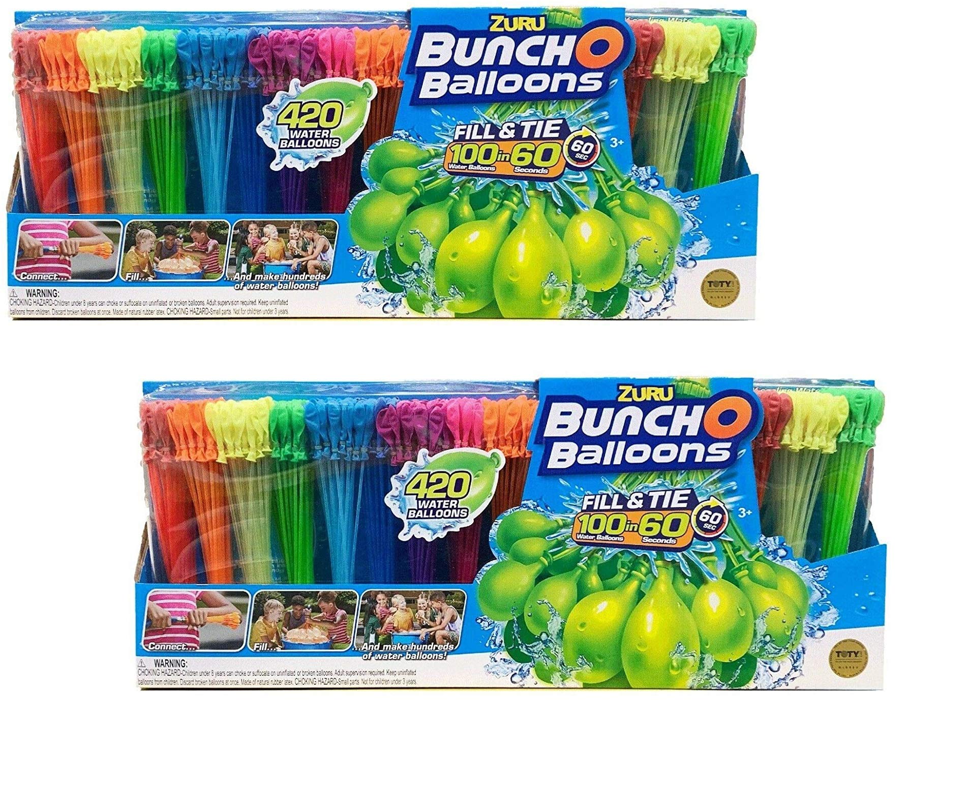 Zuru Bunch O Balloons Self-Tying Water Balloons - 420 Count (2 Pack) for Summer Parties, Outdoor Water Fights & Kids Birthday Celebrations