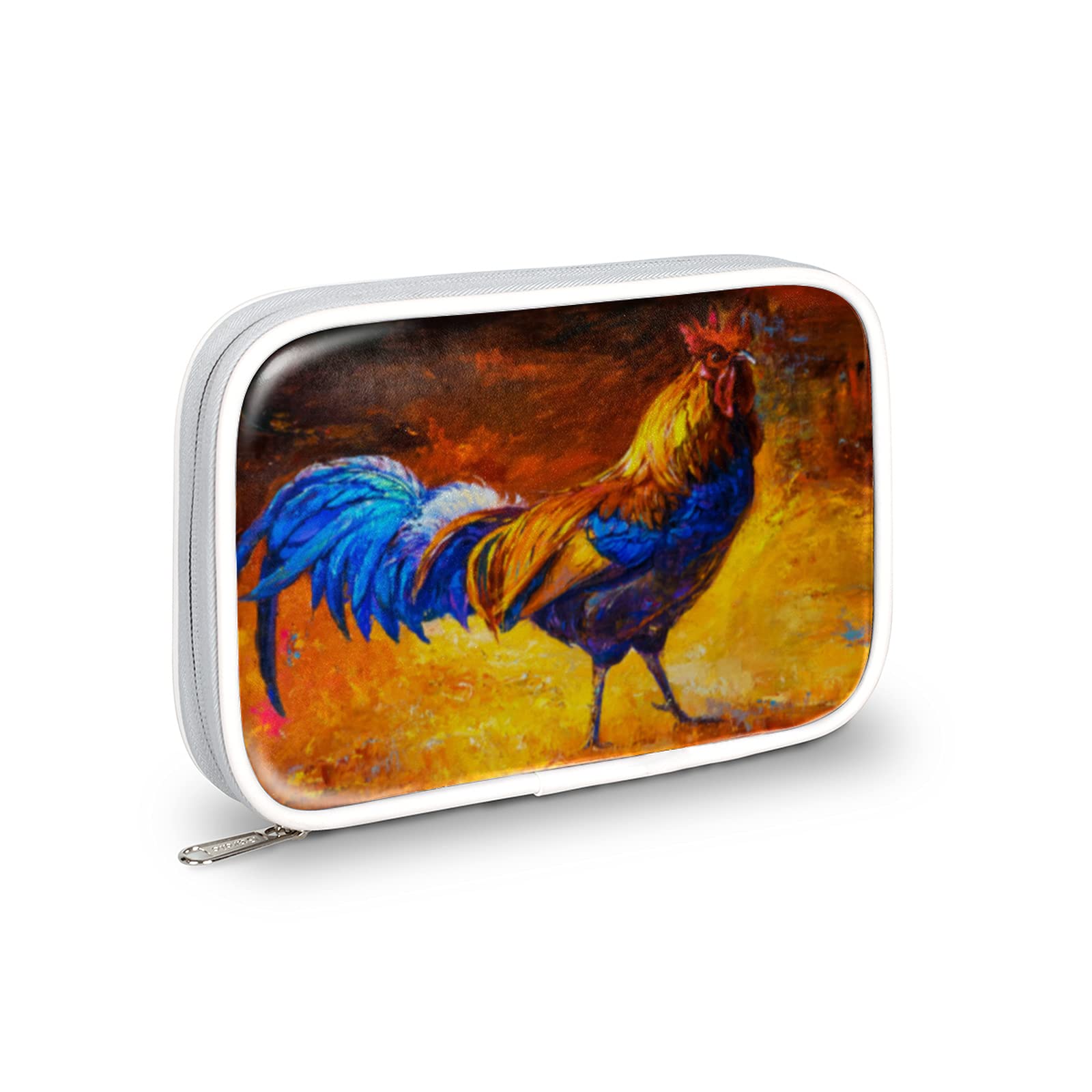 Vintage Rooster Painting Pencil Case Holder - Portable Multifunctional Pouch for School, Office & Travel | Durable Cosmetic Brush Organizer, Stationery Pen Box & Passport Wallet (Perfect for Students, Artists & Makeup Enthusiasts)