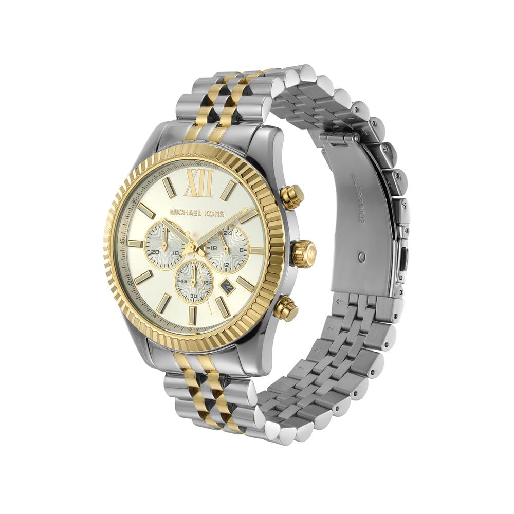 Michael Kors Lexington Men's Stainless Steel Bracelet Watch | Waterproof Chronograph Dress Watch for Business & Formal Occasions