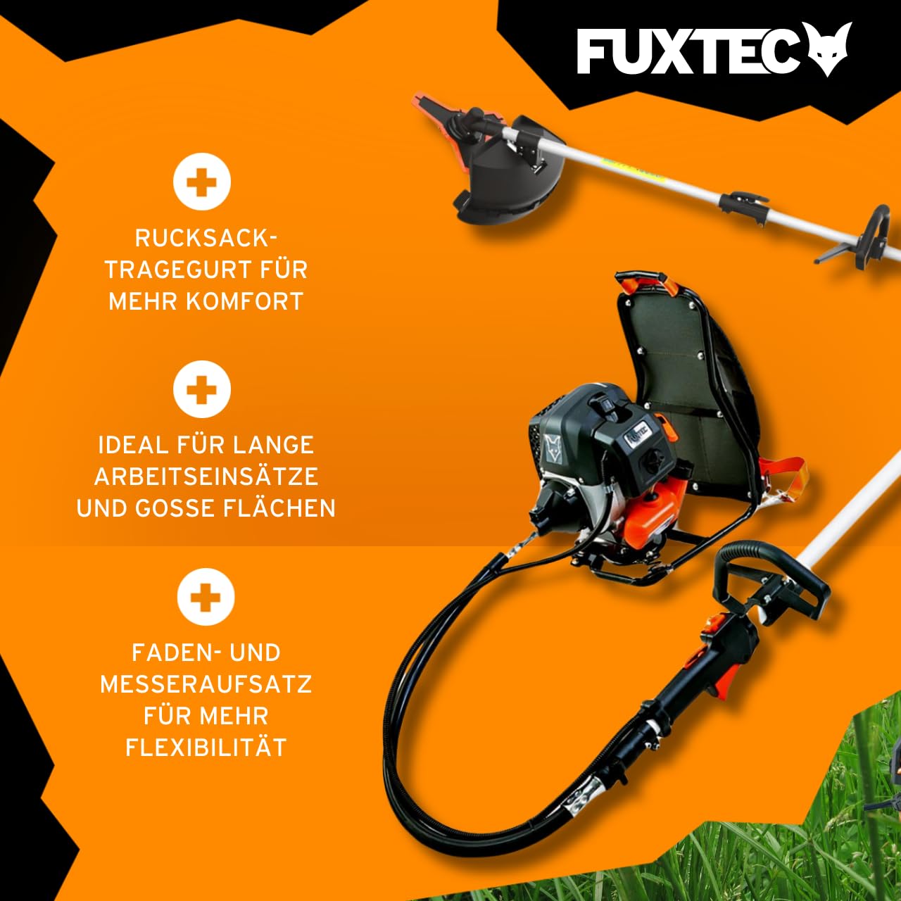 FUXTEC FX-MS152T 52cc 2-Stroke Gas-Powered Backpack Trimmer with 2-in-1 Multitool & Shoulder Harness - 3HP Lawn Edger, Brush Cutter, Weed Whacker for Professional Landscaping & Yard Maintenance