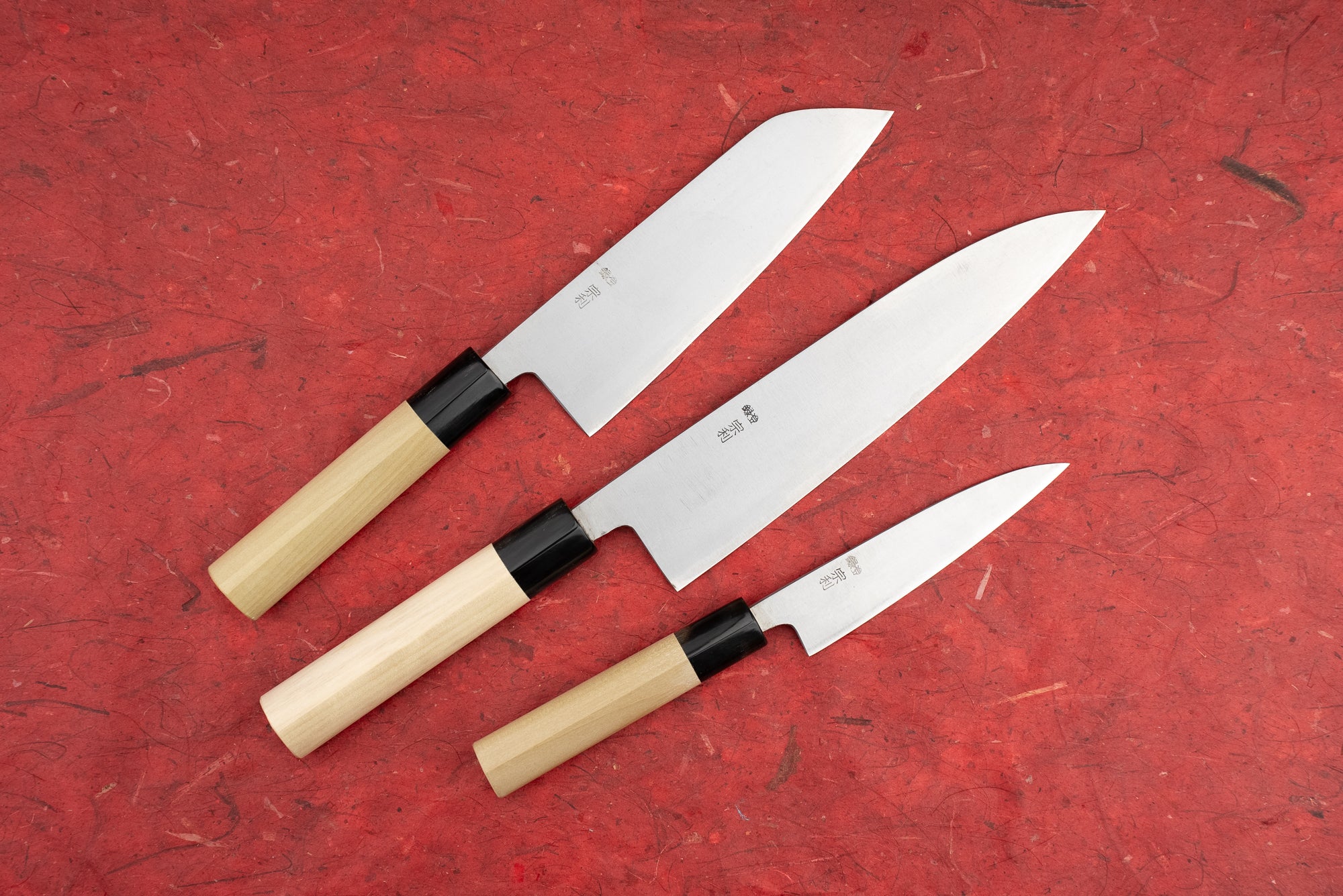 Premium Munetoshi Shirogami Migaki Japanese Knife Set - Handcrafted Carbon Steel Chef Knives for Professional Cooking & Sushi Preparation