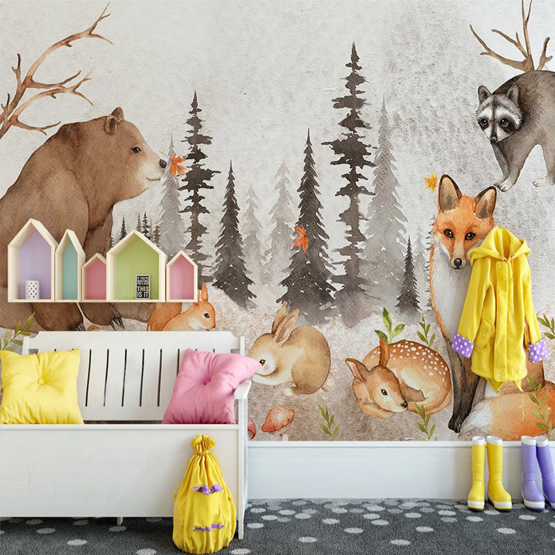 Woodland Forest Nursery Wallpaper - Nature-Inspired Forest Mural for Baby Room Decor | Perfect for Nursery, Kids Bedroom & Playroom
