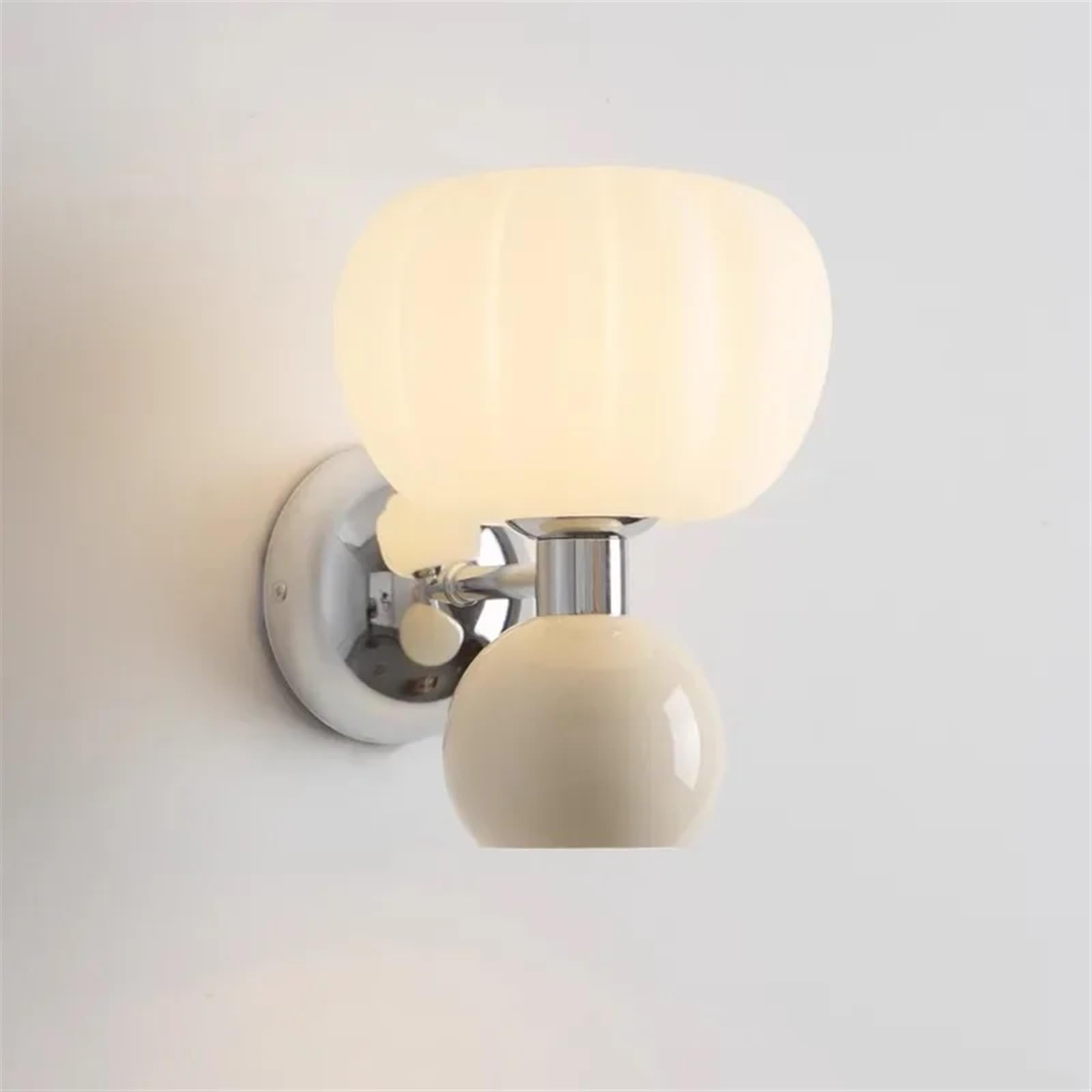 LED Cream White Wall Sconces - Modern Reading Lamp for Living Room, Bedroom & Study | French Pumpkin Design Wall Light for Girls Room & Bedside Lighting | Perfect for Cozy Reading Nooks & Nighttime Ambience