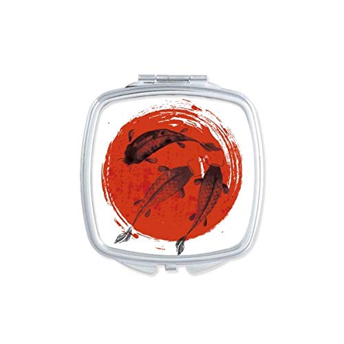 DIYthinker Japan Red Carp Animal Abstract Mirror - Portable Compact Pocket Makeup Mirror with Double Sided Glass for Travel, Home & Office Use