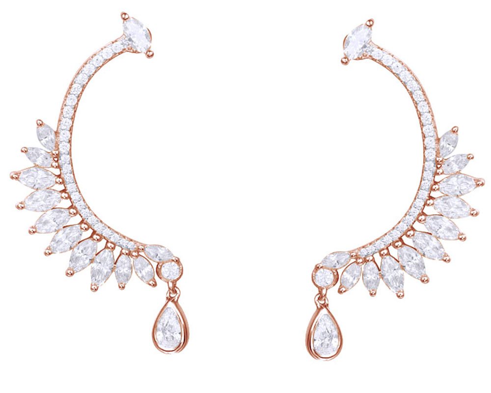 14k Gold Over Sterling Silver Marquise, Round & Pear Cut White Cubic Zirconia Stud Earrings for Women - Push Back Closure, Perfect for Weddings, Parties & Everyday Elegance