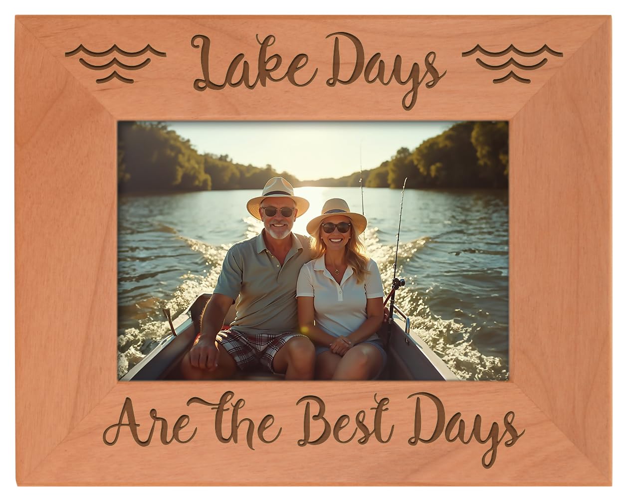 ThisWear Lake Frame - Wood Engraved 4x6 Landscape Picture Frame for Vacation Memories | Perfect for Home Decor, Office Display & Gift Giving