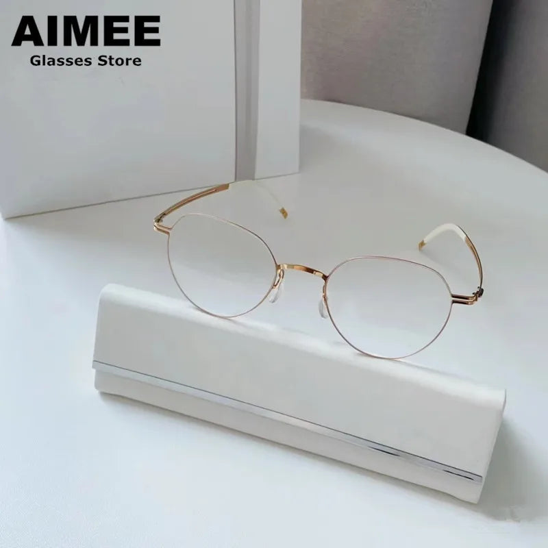 Aimee Women's Full Rim Oval Screwless Titanium Eyeglasses Frame 44985 - Lightweight & Durable for Work, Reading & Fashion
