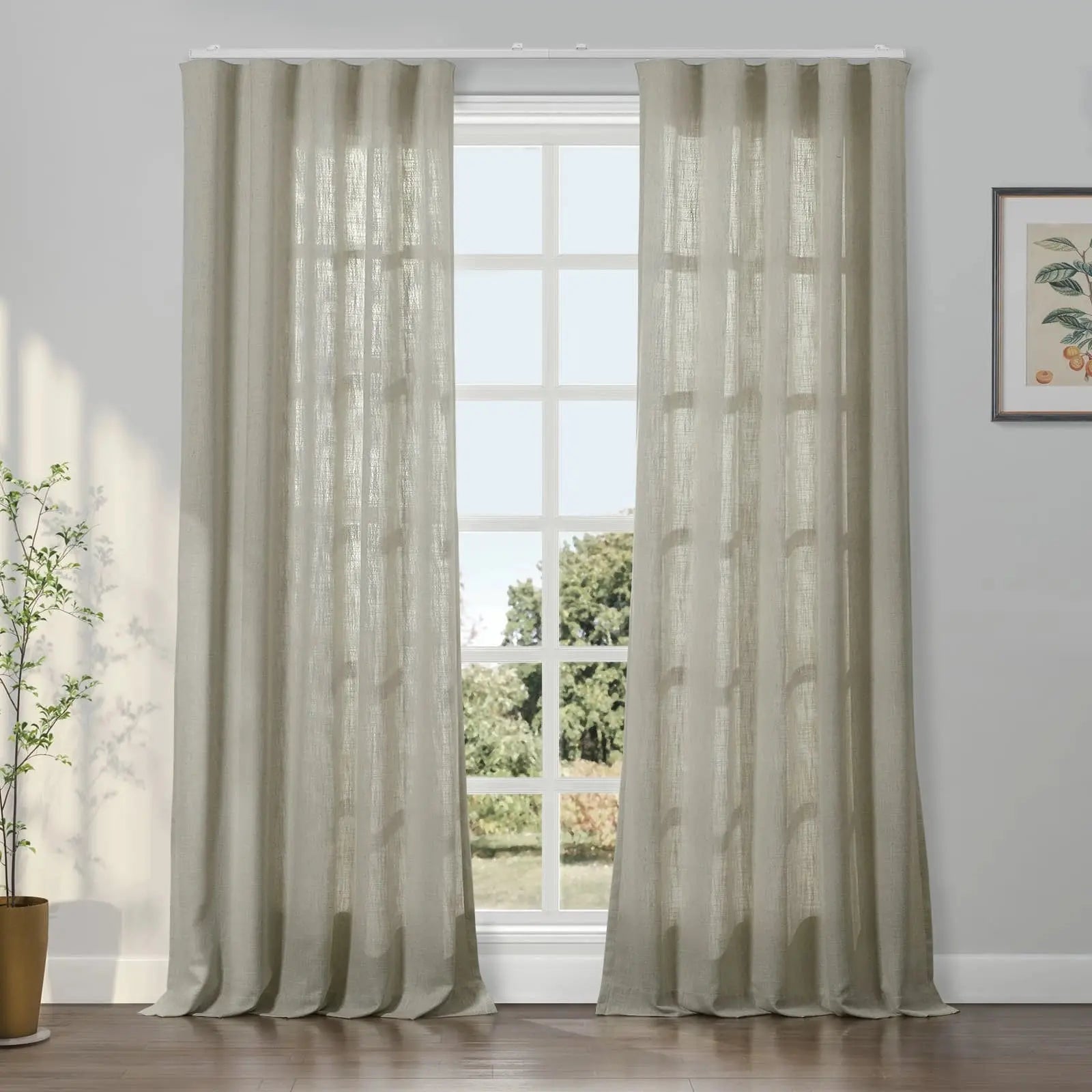Liz Linen Ripple Fold Drapery Curtains - Elegant Window Treatments for Living Room & Bedroom Decor