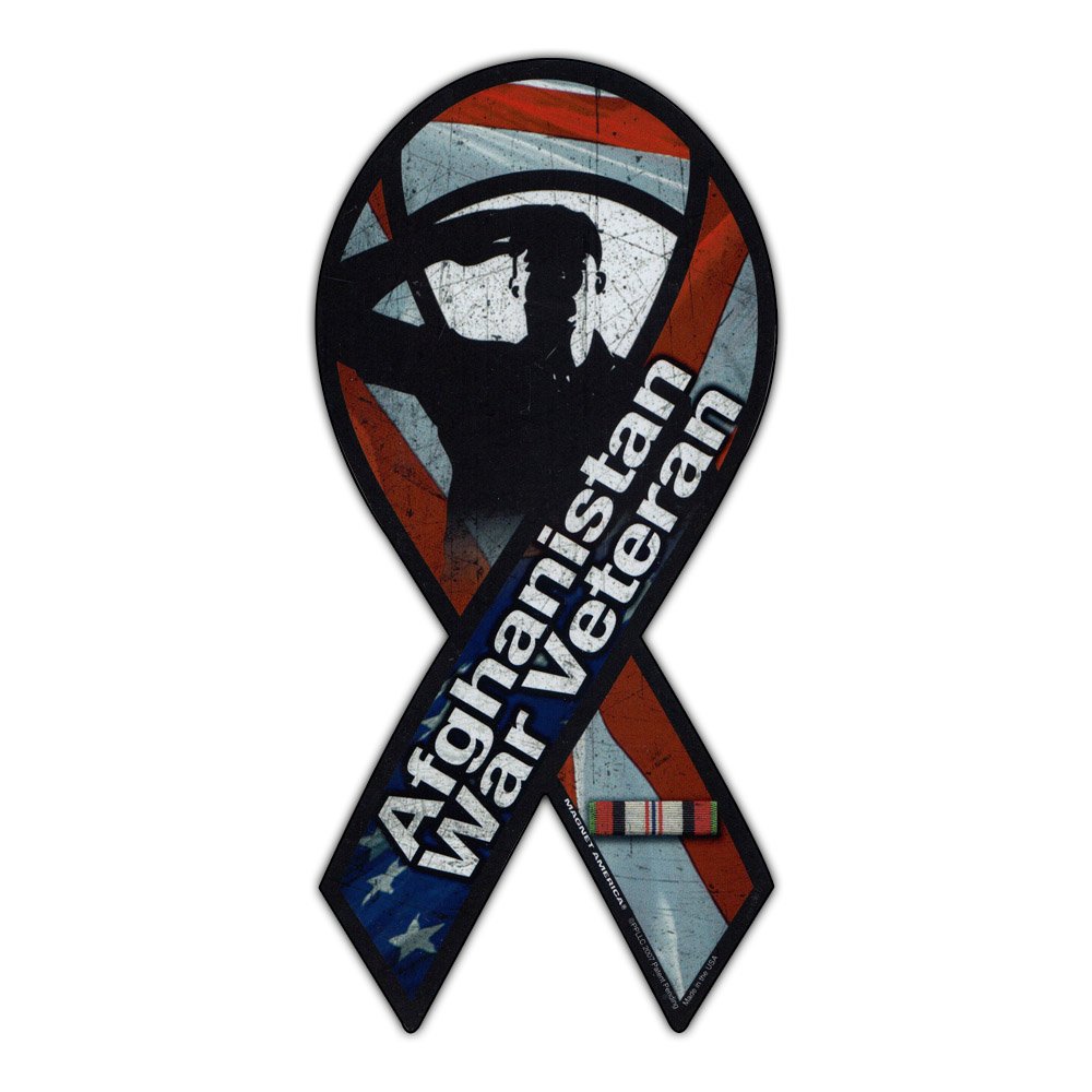 Afghanistan War Veteran Magnetic Bumper Sticker - 3.75x8 Ribbon Magnet for Car & Laptop Support