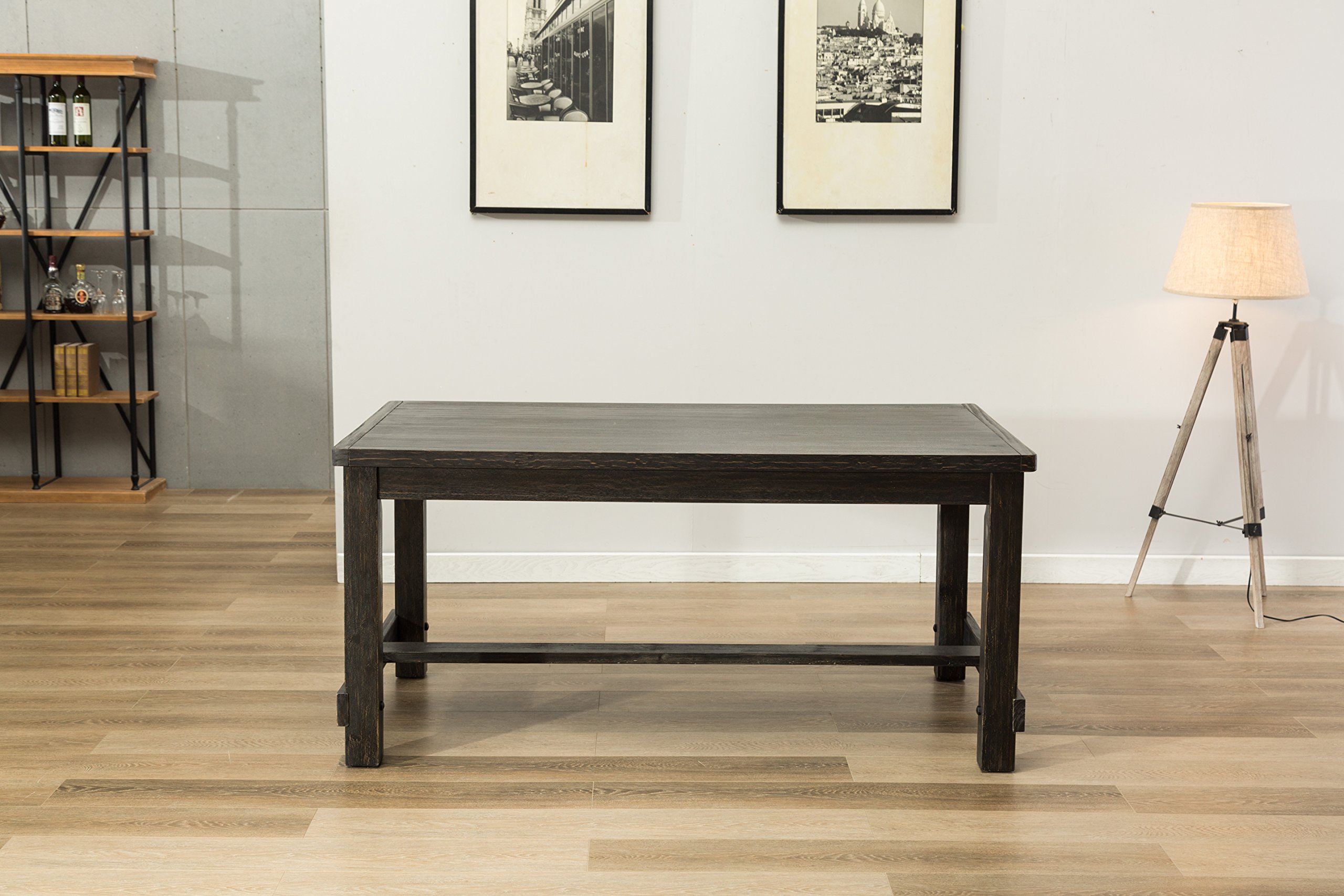 Roundhill Furniture Lotusville Antique Rectangular Wood Dining Table - Solid Wood Farmhouse Style Kitchen Table for 6 - Perfect for Dining Rooms, Kitchens & Rustic Home Decor