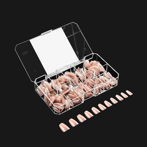 Apres Gel X Neutrals Maisie Natural Nail Tips 150pc - Short Coffin Shape for DIY Manicures & Salon Nail Extensions | Perfect for French Manicure, Acrylic Nails & Gel Polish Application