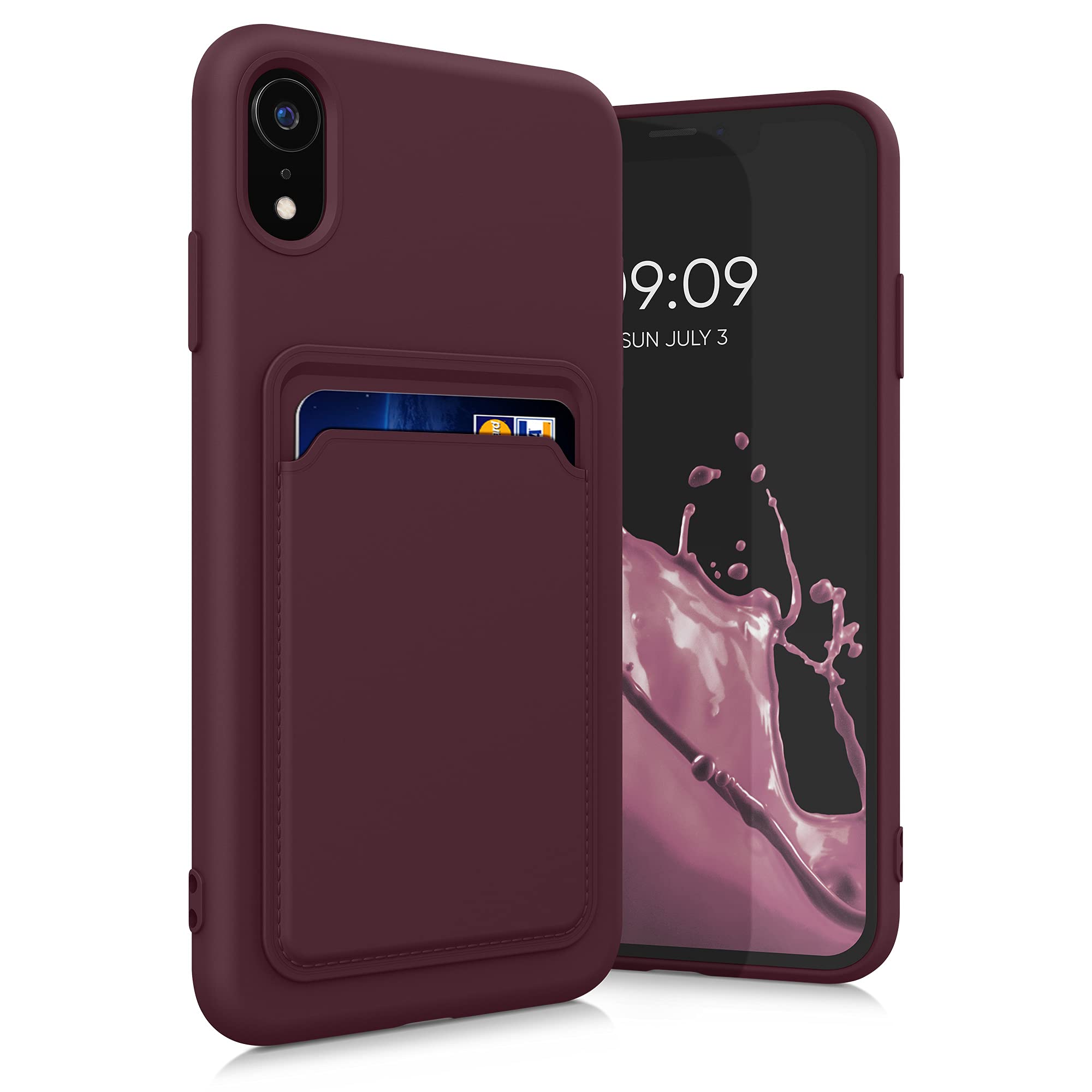 kwmobile TPU Phone Case Compatible with Apple iPhone XR - Slim Protective Cover with Credit Card Holder (Tawny Red) - Perfect for Everyday Use, Travel & Hands-Free Convenience