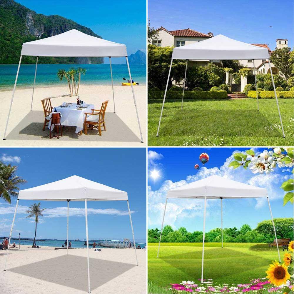 10x10 Outdoor Patio Canopy - Waterproof Sun Shade Shelter with Easy Setup | Portable Folding Tent for Picnic, Camping, Backyard Party & Outdoor Events | Perfect for Garden, Beach, BBQ & Tailgating (White)
