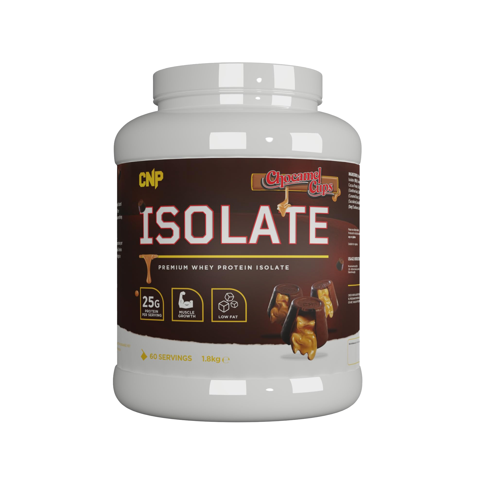 CNP Professional Whey Protein Isolate 1800g - Chocolate Caramel Flavor for Muscle Recovery & Growth - Perfect for Post-Workout Shakes & Healthy Snacks