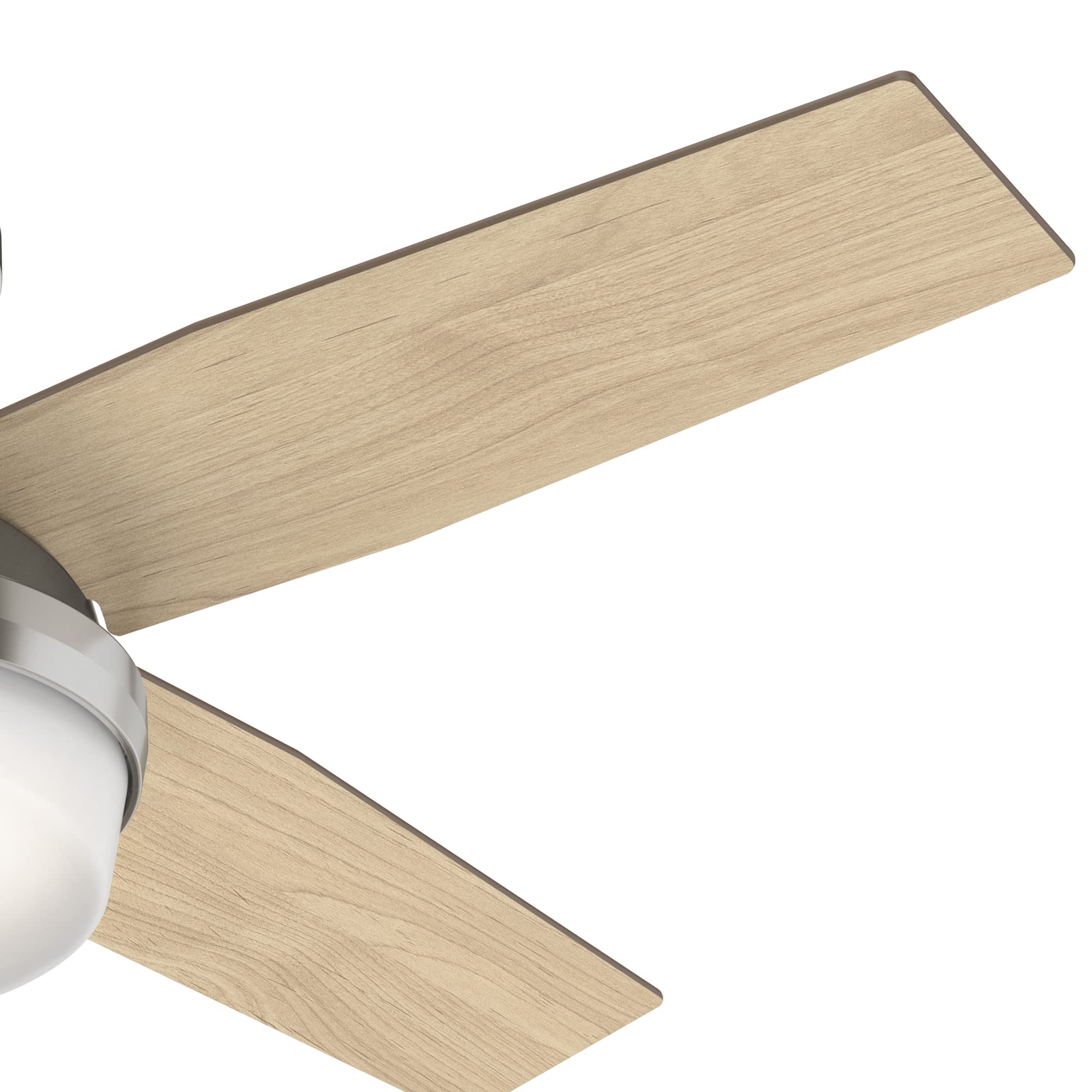 Hunter Fan 44 Inch Brushed Nickel Low Profile Ceiling Fan with Light Kit & Remote Control - Energy Efficient Indoor Cooling for Bedroom, Living Room, Dining Room, Kitchen, Office (Renewed) - Perfect for Home, Apartment and Commercial Spaces