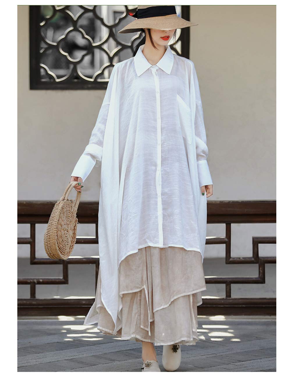 Women's Plus Size Casual Cotton Linen Button Down Shirt Dress with High Low Irregular Hem - Perfect for Office, Beach & Summer Outfits