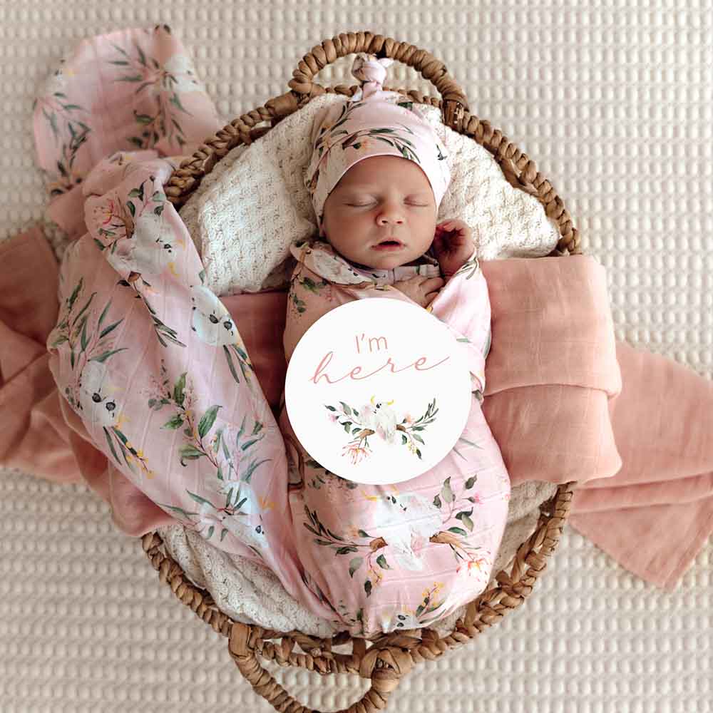 Snuggle Hunny Reversible Milestone Baby Photo Cards - Cockatoo & Mint Green for Newborn Photography, First Birthday, and Parenting Keepsakes