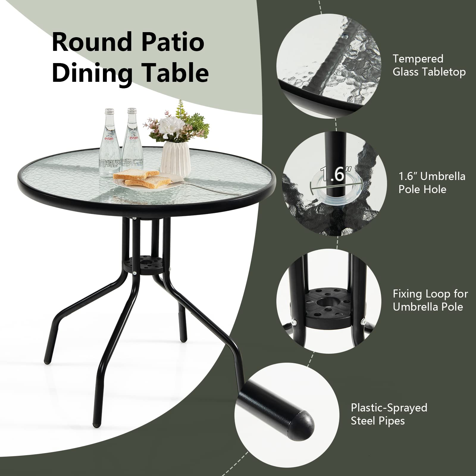 Tangkula 6-Piece Folding Patio Dining Set - Outdoor Table and 4 Chairs with 31.5