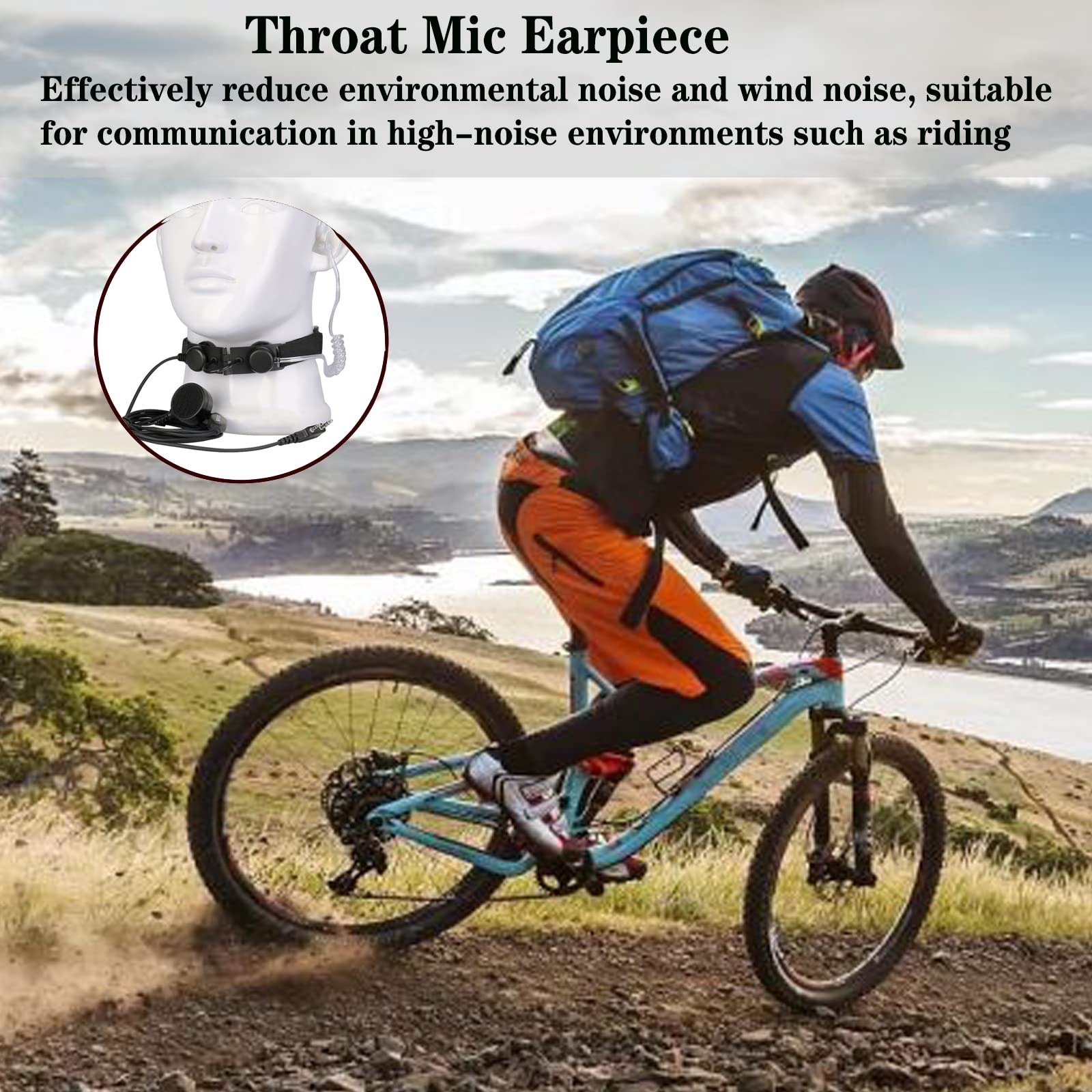 Retevis Adjustable Throat Mic Walkie Talkie Headset with Acoustic Tube - 2 Pin Connector for RT22 RT68 RT21 H-777 RT27 RT86 - Compatible with BAOFENG UV-5R PXTON 2 Way Radio - Hands-Free Communication for Outdoor Activities, Construction, Security & Emergency Response (1 Pack)