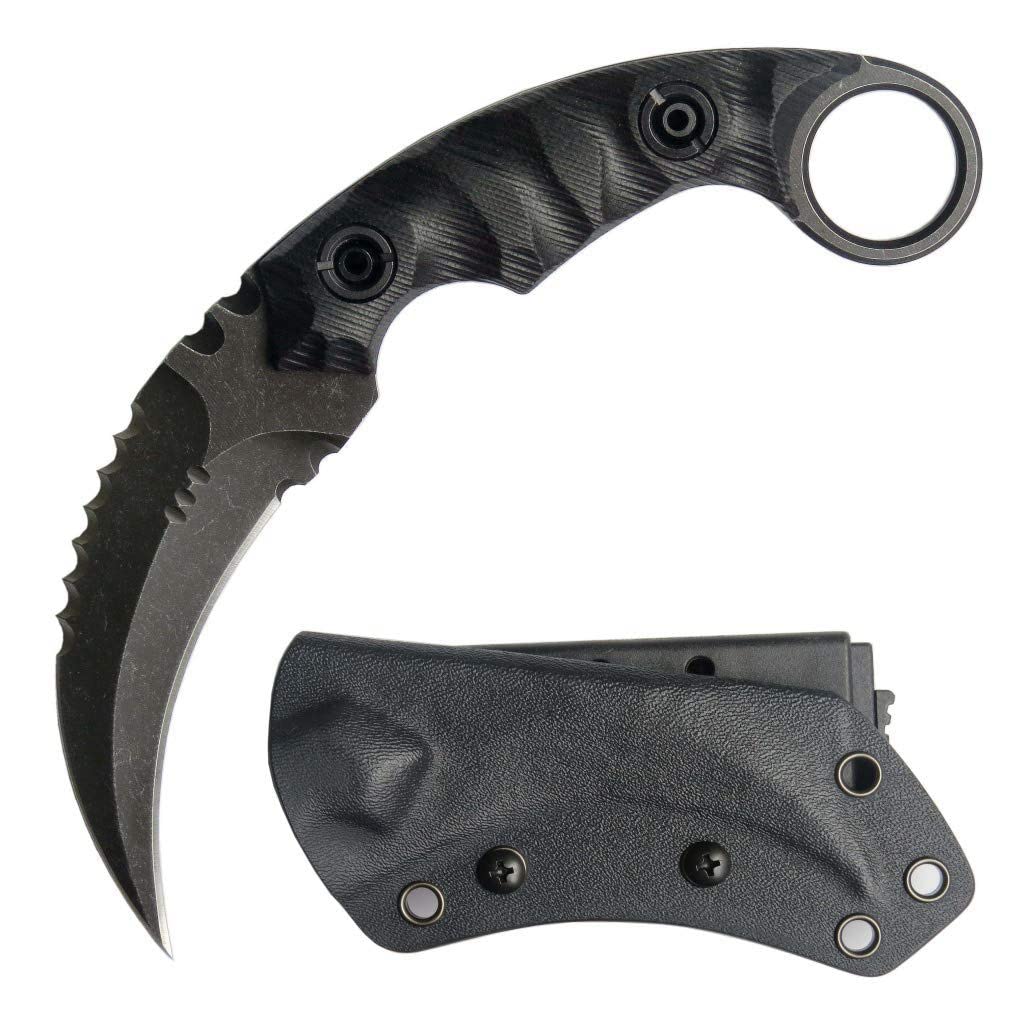 D2 Steel Fixed Blade Knife with G10 Handle - 4 Inch Outdoor Survival Knife for Camping, Hunting & EDC | Includes Kydex Sheath | CCanku C1691 Tactical Claw Knife