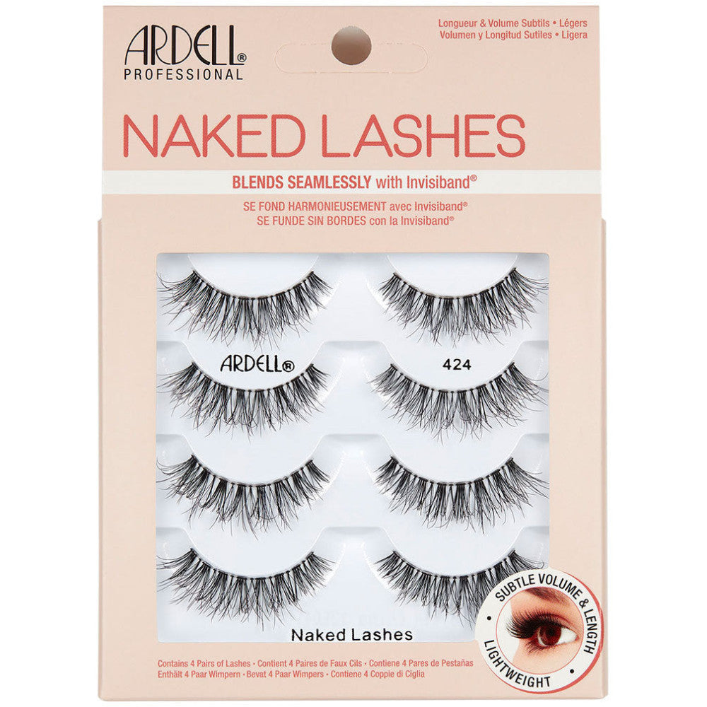 Ardell Naked Lashes #424 - 4 Pack Natural False Eyelashes for Everyday Wear & Special Occasions | Lightweight & Comfortable for Work, Date Night & Parties