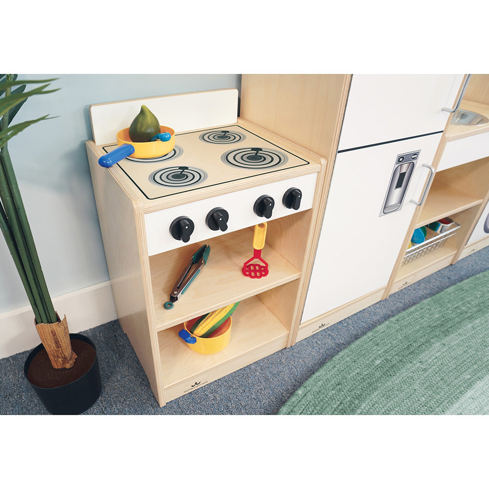 Let's Play Toddler Stove - White Pretend Play Kitchen Toy for Kids | Perfect for Role-Playing & Early Learning at Home or Preschool