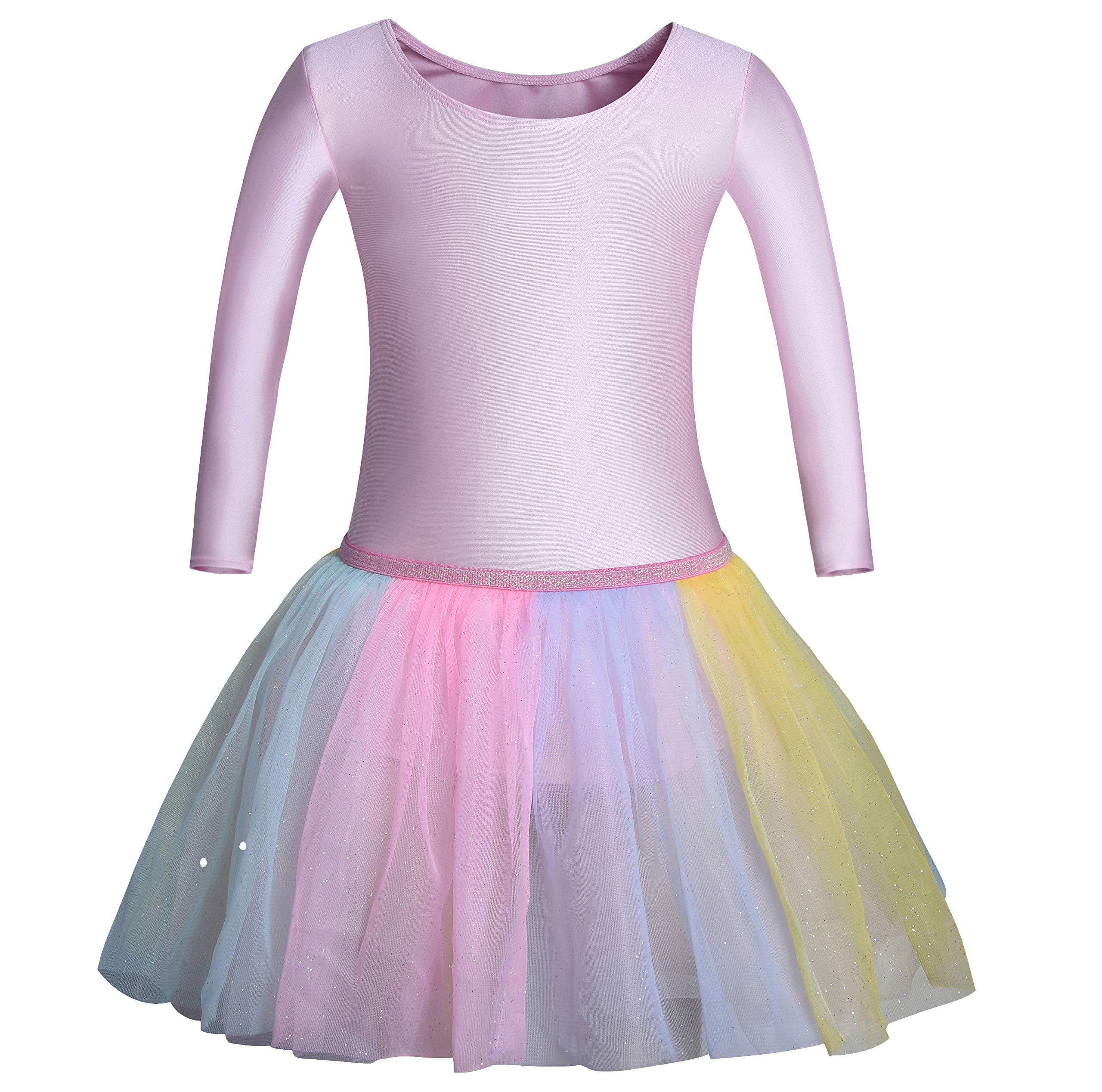 MOLLDAN Girls Long Sleeve Ballet Leotard with Crisscross Back Straps - Dancewear for Ballet, Jazz & Gymnastics - Perfect for Recitals, Classes & Performances