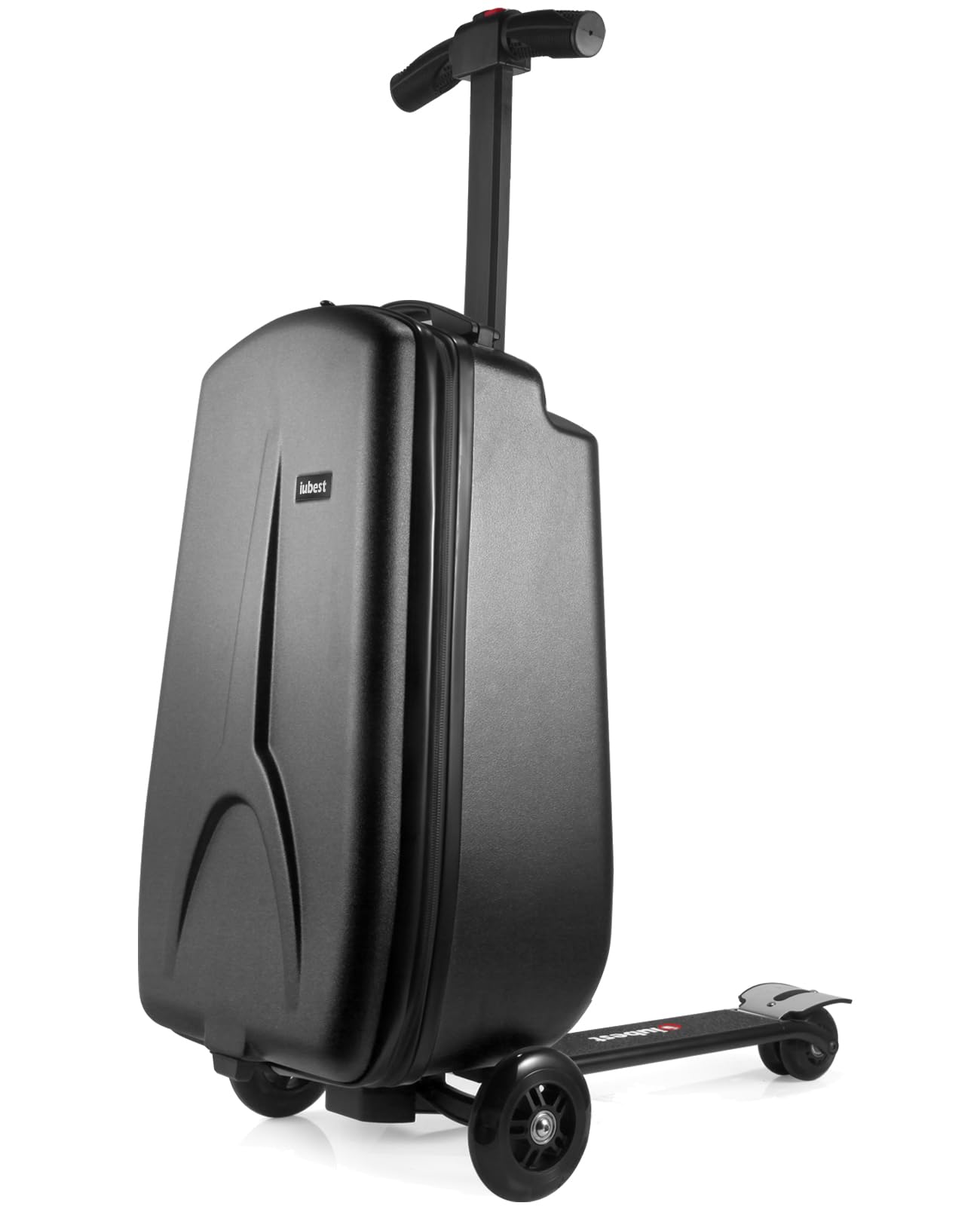 iubest 4-in-1 Detachable Foldable Scooter Luggage for Kids Age 4-15 | Ride On Travel Trolley & Carry On Suitcase Combo - Black | Perfect for Airports, Theme Parks & Family Vacations